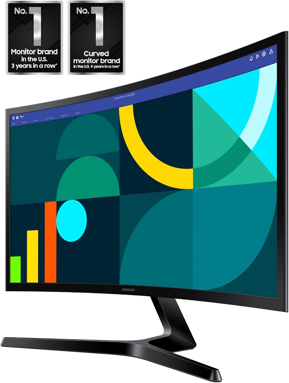 Samsung 24" Essential S3 (S36GD) Series FHD 1800R Curved Computer Monitor, 100Hz, Game Mode, Advanced Eye Comfort, HDMI and D-sub Ports, LS24D366GANXZA - Image 2