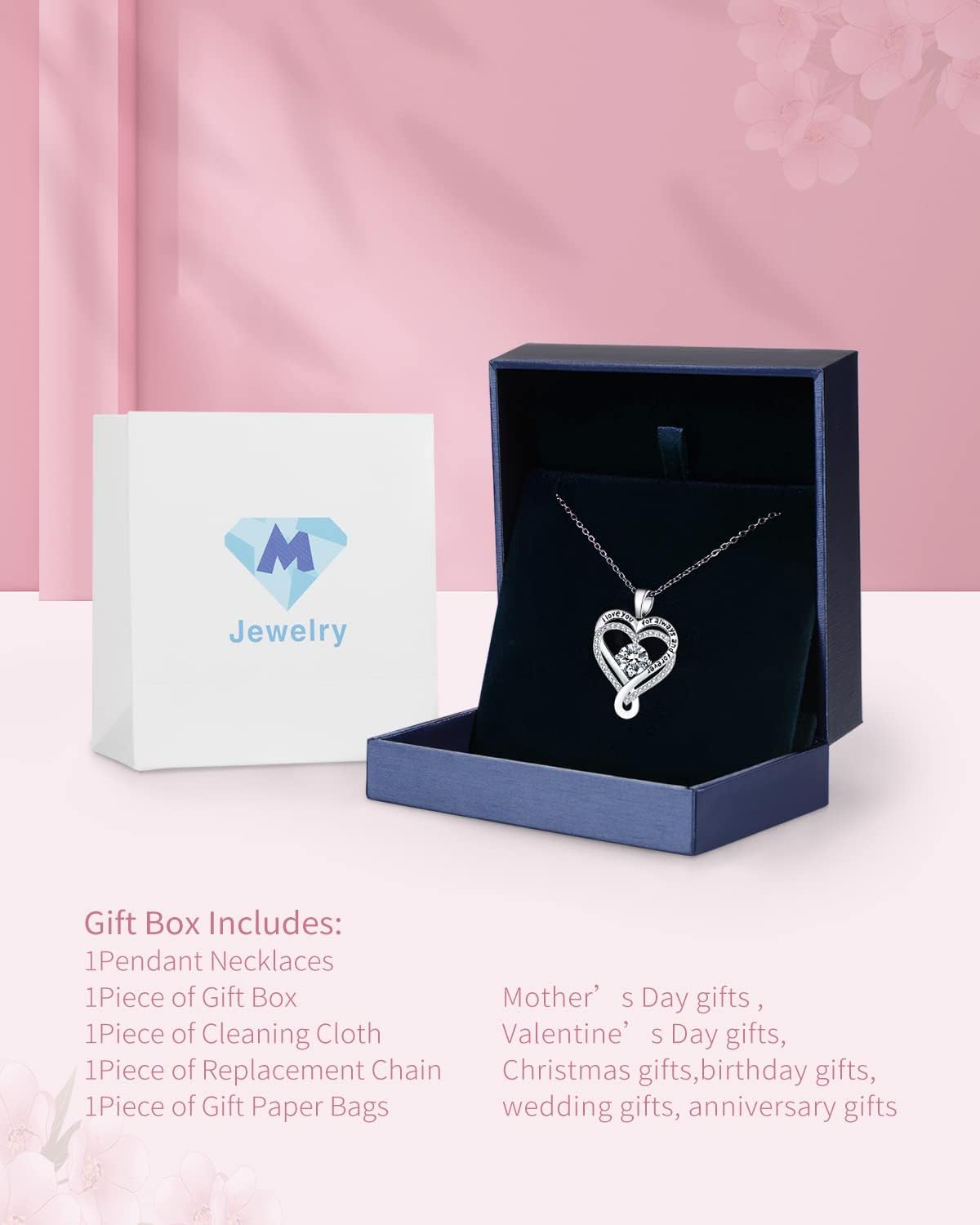 Jewelry for Women Wife Infinity Heart Birthstone I Love You Necklace S925 Anniversary Women Necklaces for Her Wife Birthday Gift Ideas, Birthday Present for Girlfriend Mom Daughter Sterling Silver - Image 5