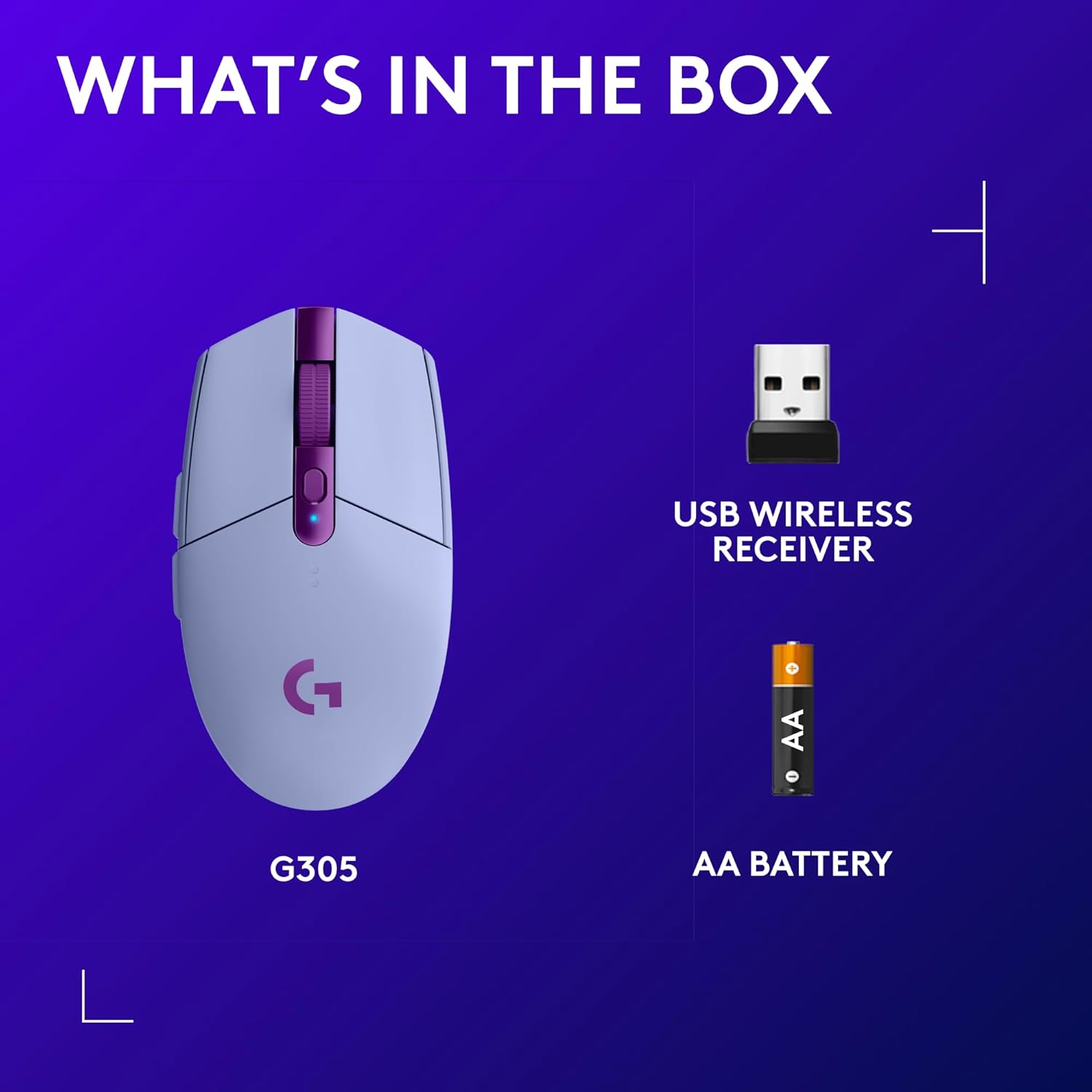 Logitech G305 Lightspeed Wireless Gaming Mouse, Hero Sensor, 12,000 DPI, Lightweight, 6 Programmable Buttons, 250h Battery, On-Board Memory, Compatible with PC, Mac - Lilac - Image 9
