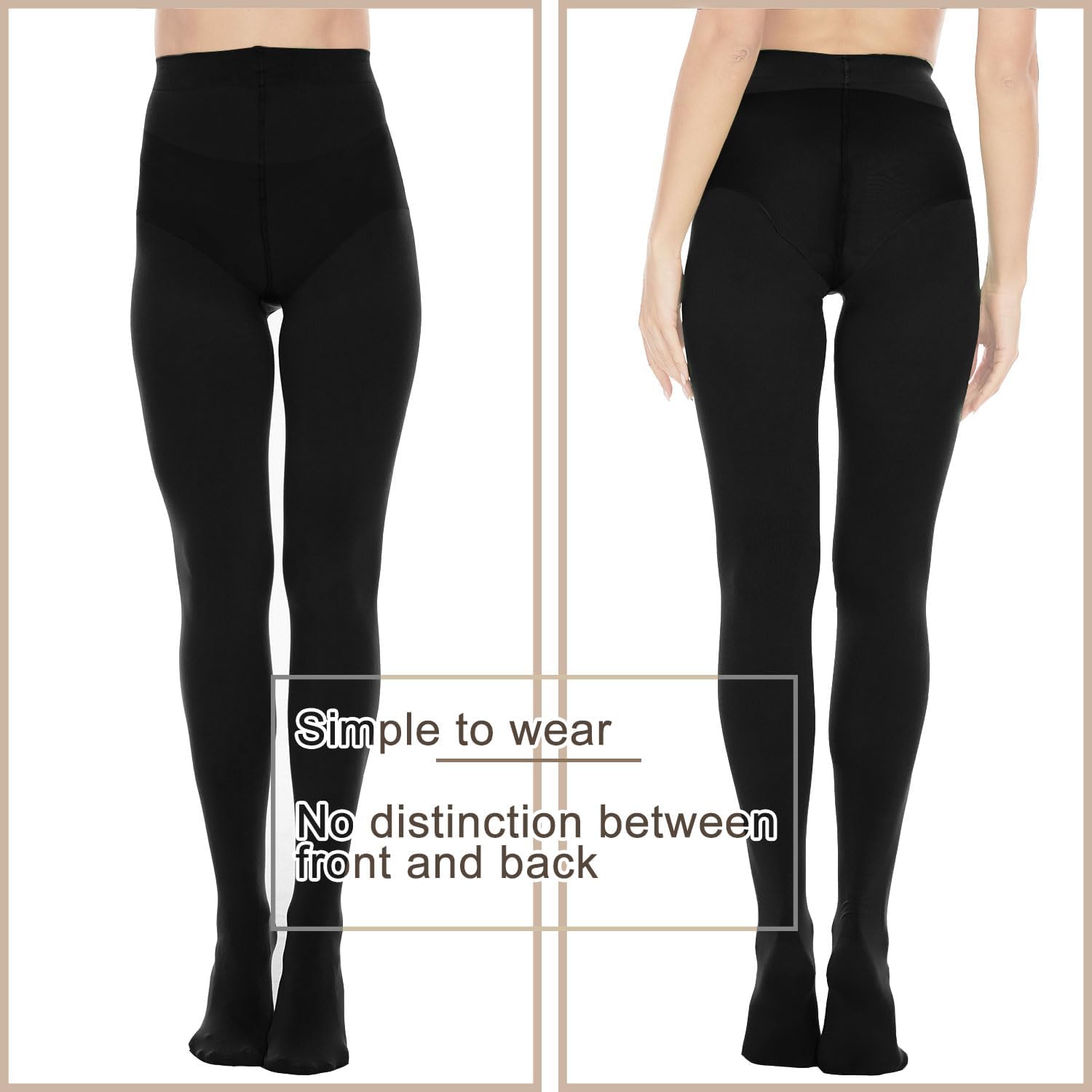 Citystl Opaque Black Tights for Women, 80D Tummy Compression Plus Size Tights, Control Top Microfiber Pantyhose for women - Image 5