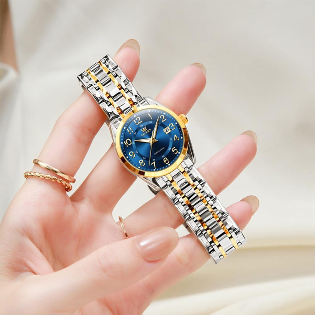 OLEVS Womens Watches Classic Dress Quartz Female Wristwatch Ladies Stainless Steel Waterproof Luminous Date Easy Read Watch for Lady - Image 6