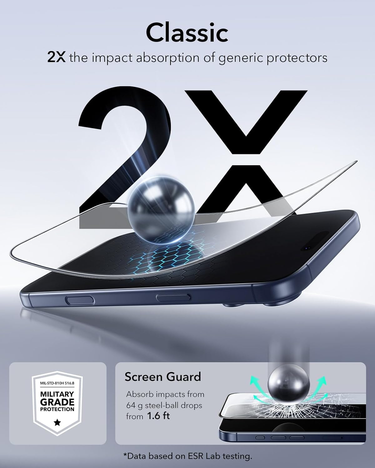 ESR 3 Pack of iPhone 17/iPhone 16 Pro Screen Protector, Military-Grade Shatterproof, 9H Hardness, Full Coverage Tempered Glass with Ultra Fit Tray - Image 5