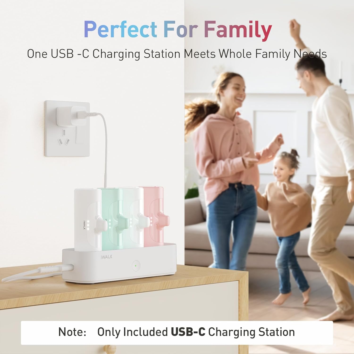 iWALK Charger Station for Portable Charger 4500mAh, 4800mAh, 5000mAh Power Bank for iPhone Charging Station Multiple USB-C Family-Sized Charger Station for Home(Station Only), White - Image 2