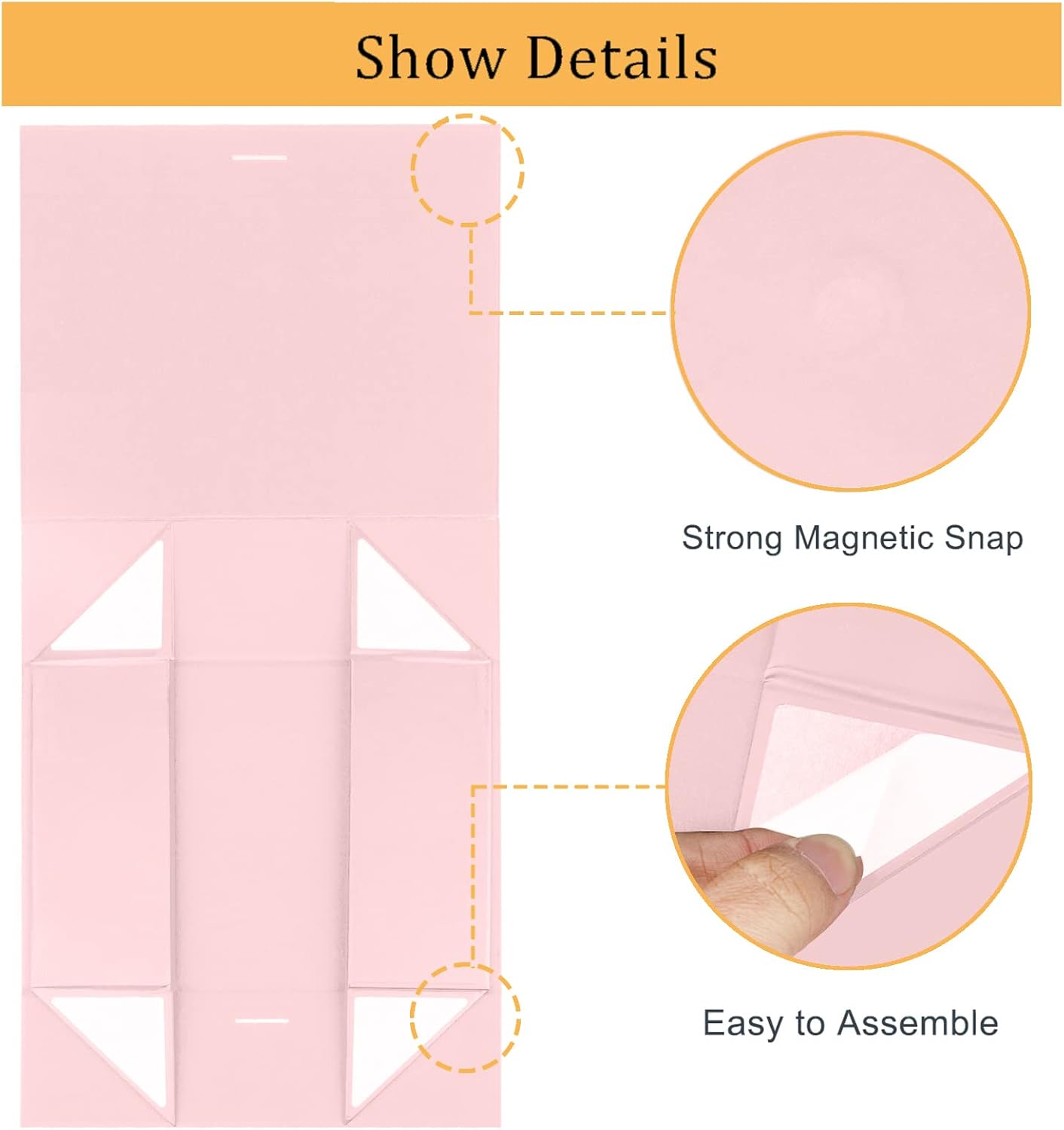 DaiUni 10.5"X7.5"X3.1" Pink Magnetic Gift Box with Lid and Ribbon for Presents - Image 4