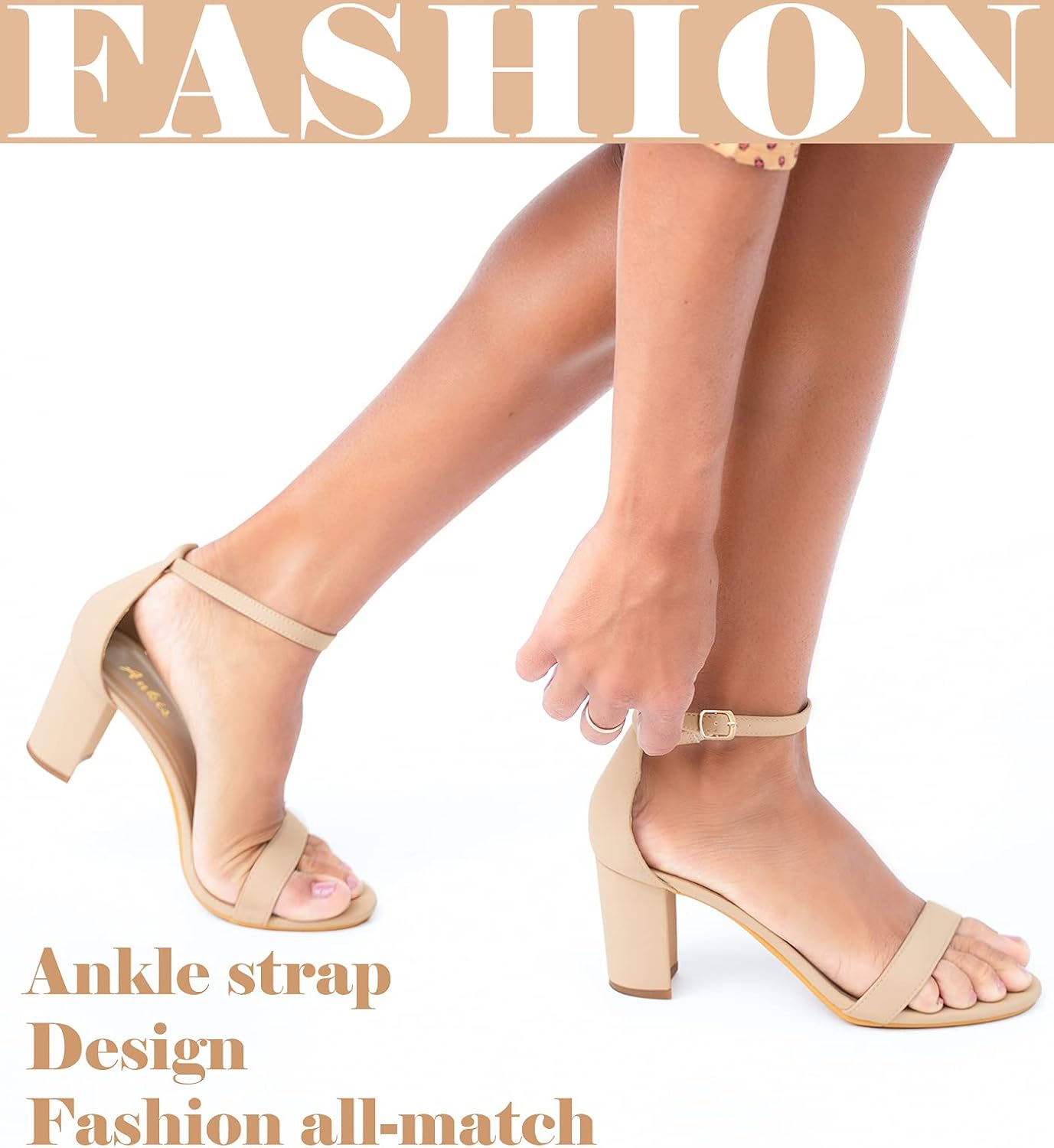 Ankis Heels for Women Open Toe Ankle Strap Chunky Heel Sandals 2.75 Inch - Image 7