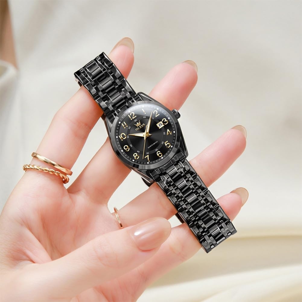 OLEVS Womens Watches Classic Dress Quartz Female Wristwatch Ladies Stainless Steel Waterproof Luminous Date Easy Read Watch for Lady - Image 6