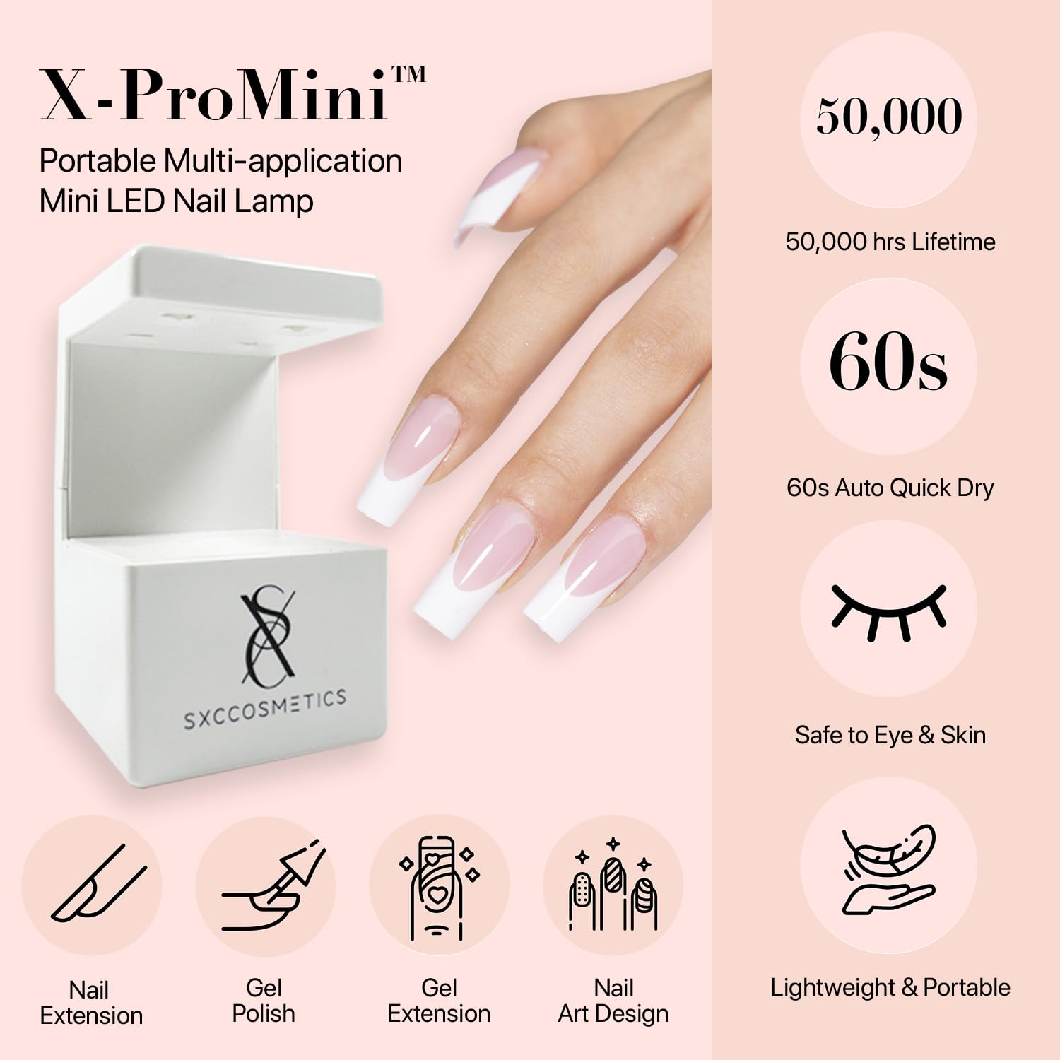 SXC Cosmetics French Tip Press On Nails - Skin Tone Nude and Color Series, Medium Square X-Pro Tips Starter Kit ST117KIT - Image 9