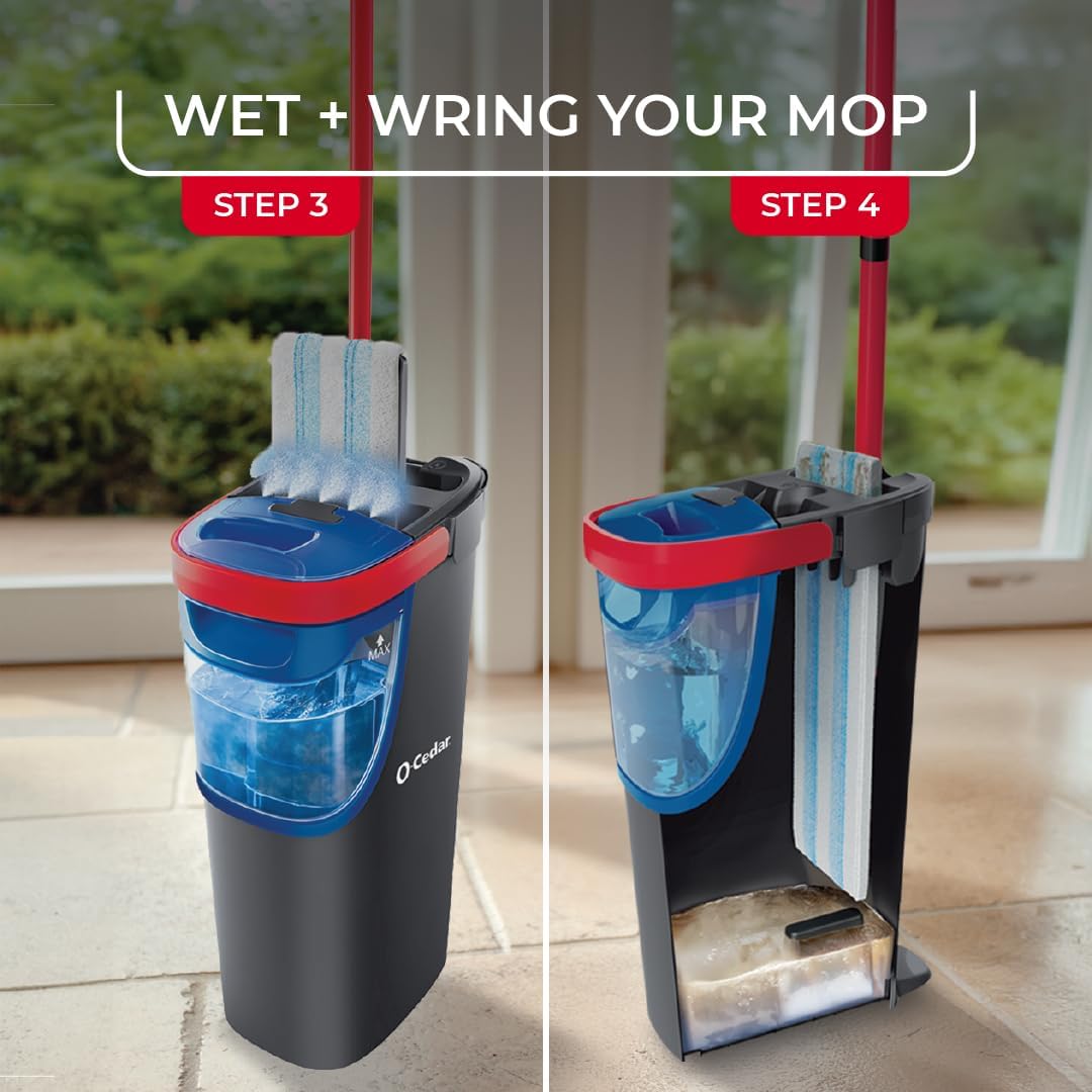 O-Cedar H2prO Flat Mop System | Quick Cleaning Tool | Clean with Water | Machine Washable Reusable Microfiber Mop Pad | Safe on Wood Floors, Vinyl, Tile, Baseboards, Walls - Image 3