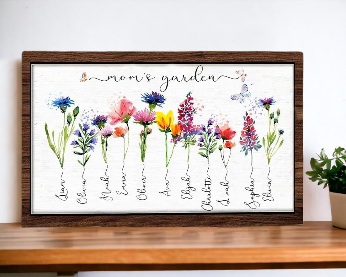 Personalized Grandma's Garden Frame Sign With Grandchildren Names - Chrismas Gifts For Nana - Chrismas Gifts For Mom - Mom Gifts - Chrismas Gifts For Mom - Chrismas Gifts For Mama - Mom Gifts