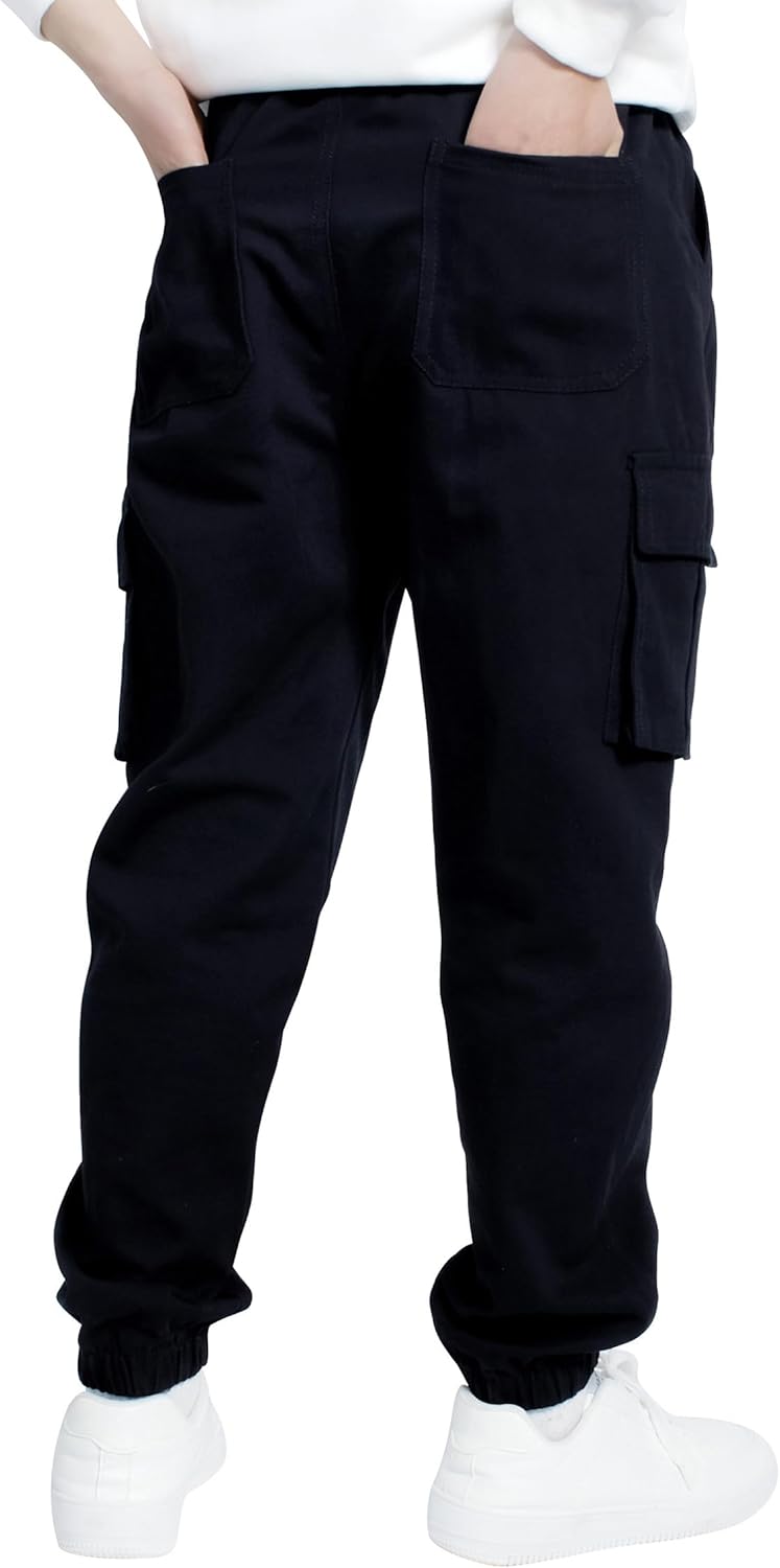 TLAENSON Boys Cargo Joggers Pants Elastic Waist Casual Jogging Trousers Bottom for Kids 6-16 Years - Image 4