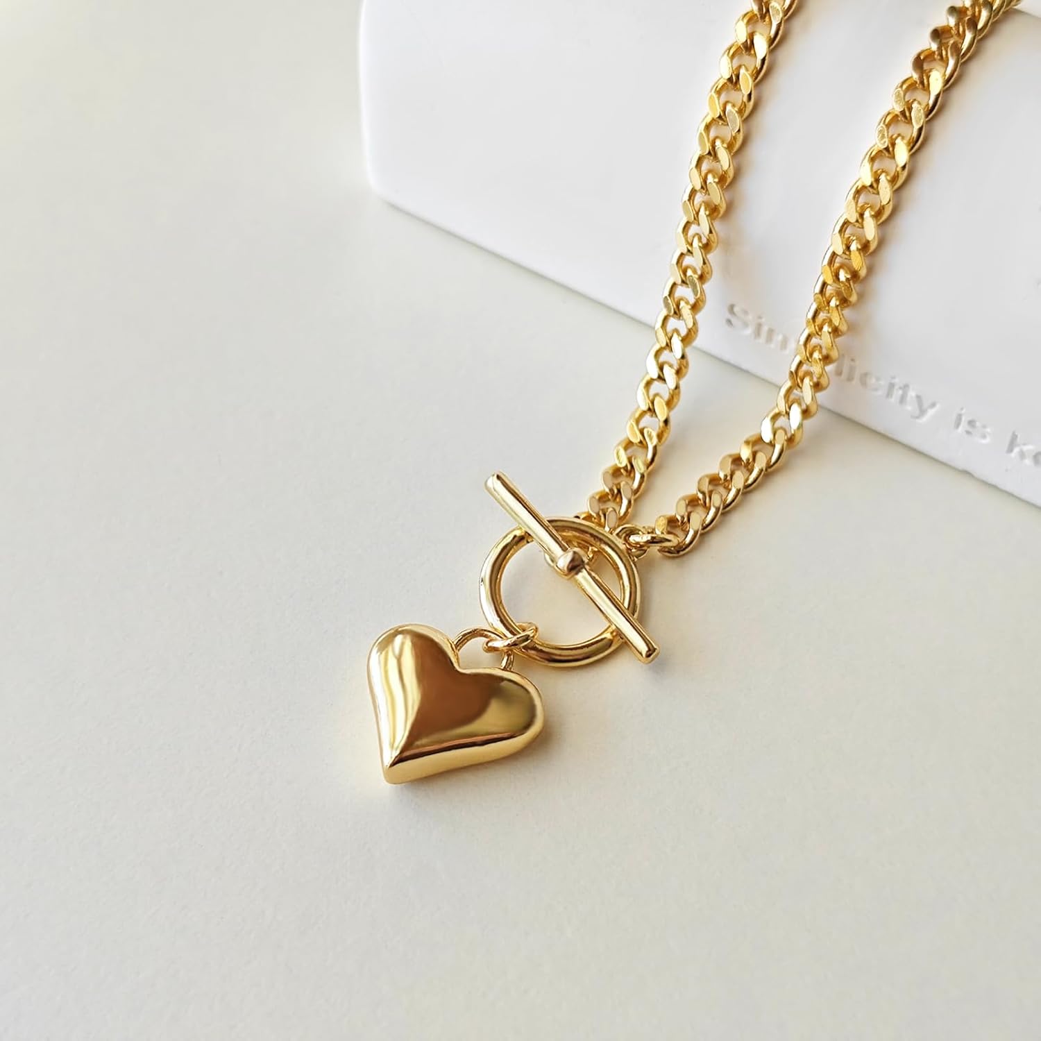 Airmb Heart Necklace for Women Gold/Silver Plated Trendy Heart Choker Lover Pendant Hypoallergenic Fashion Gold/Silver Necklace for Women Love Jewelry Gift for Women Girlfriend - Image 5