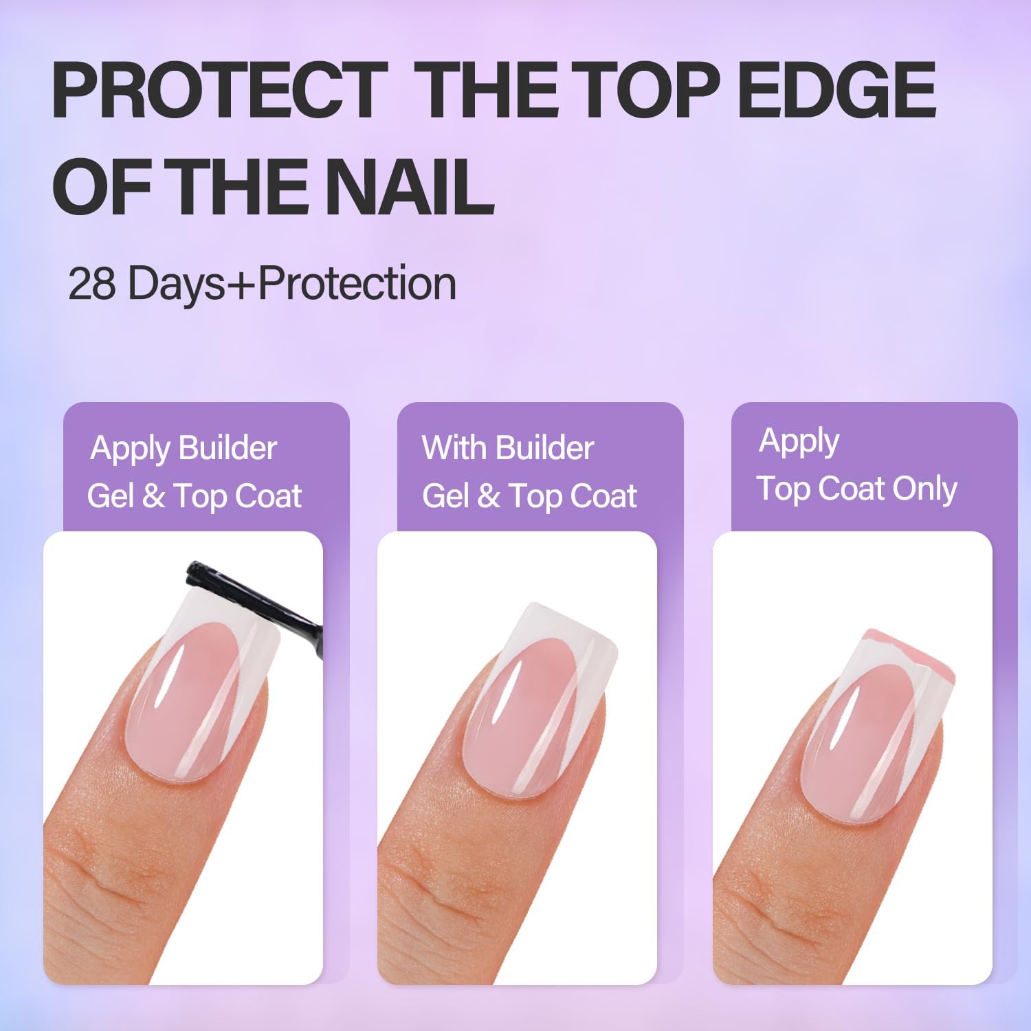 Vansiho Gel Nail Kit - Pink Deep Short Squre French Tip Press on Nails Kit with Nail Gel, Top Coat for Gift Home DIY - Image 4