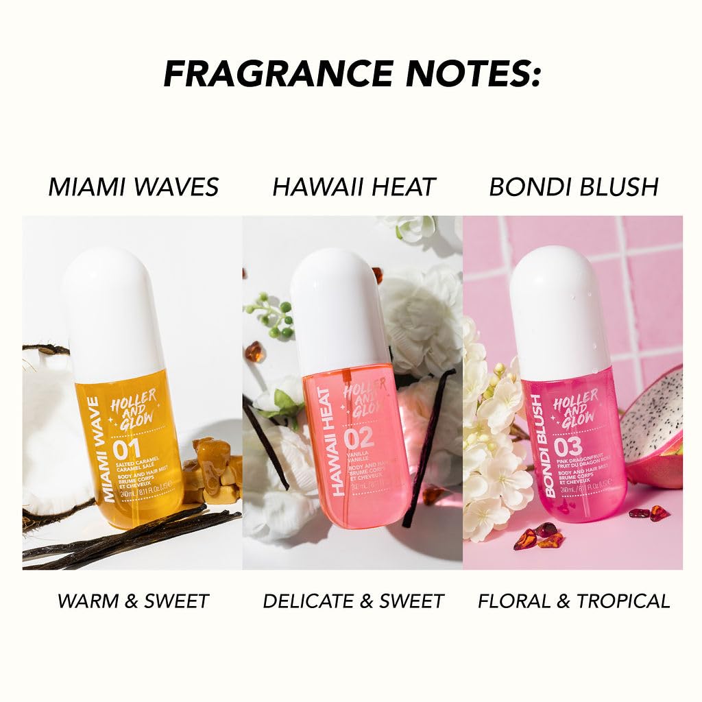 Holler And Glow Hawaii Heat Body & Hair Mist, Warm Vanilla, Peony & Amber Scent, Long-Lasting Daily Fragrance, Lightweight, Vegan, Cruelty-Free, Alcohol-Free, Hydrating Hair Perfume, 8.11 Fl Oz - Image 5