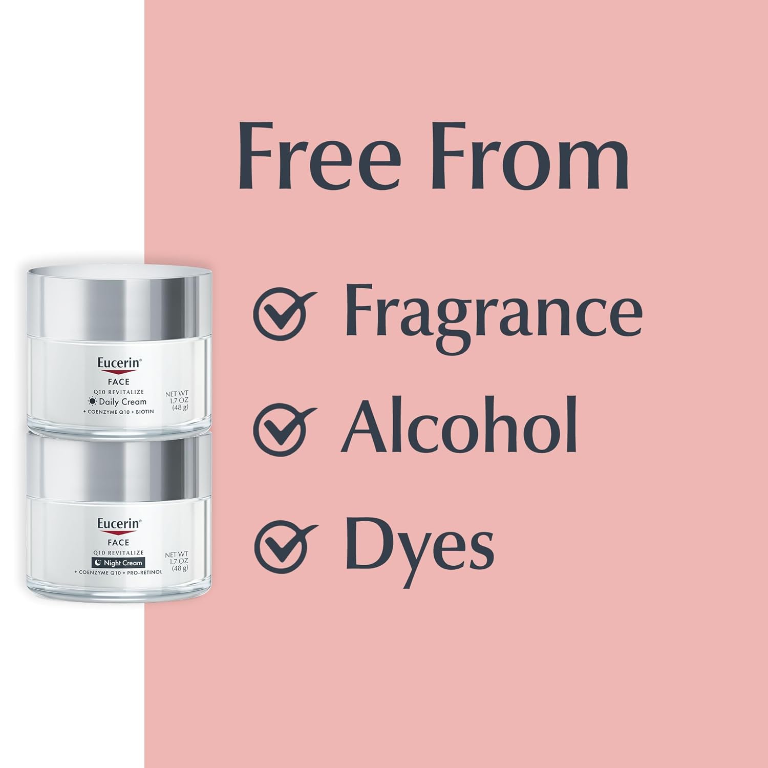 Eucerin Q10 Skin Care Set, Anti Wrinkle Daily Face Cream with Biotin (1.7 Oz) + Anti Wrinkle Night Cream with Pro-Retinol (1.7 Oz), Fragrance Free Face Moisturizer for All Skin Types - Image 4