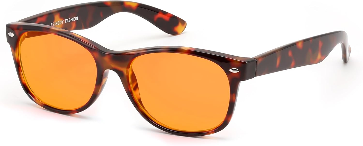 FEISEDY Orange/Red Classic Blue Light Blocking Glasses for Women Men, Gaming Computer Sleep Eyeglasses B0339 - Image 7