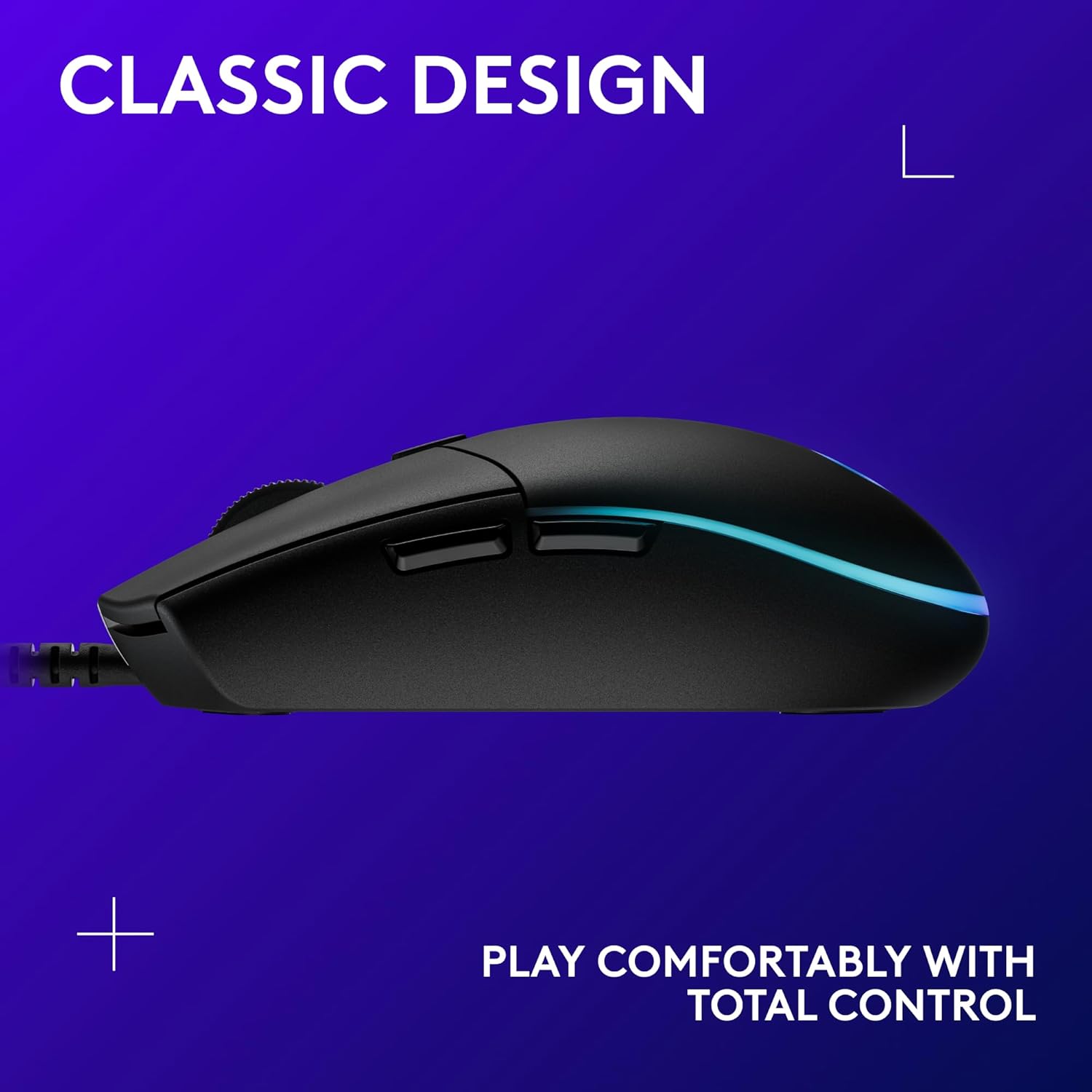Logitech G203 Wired Gaming Mouse, 8,000 DPI, Rainbow Optical Effect LIGHTSYNC RGB, 6 Programmable Buttons, On-Board Memory, Screen Mapping, PC/Mac Computer and Laptop Compatible - Black - Image 9