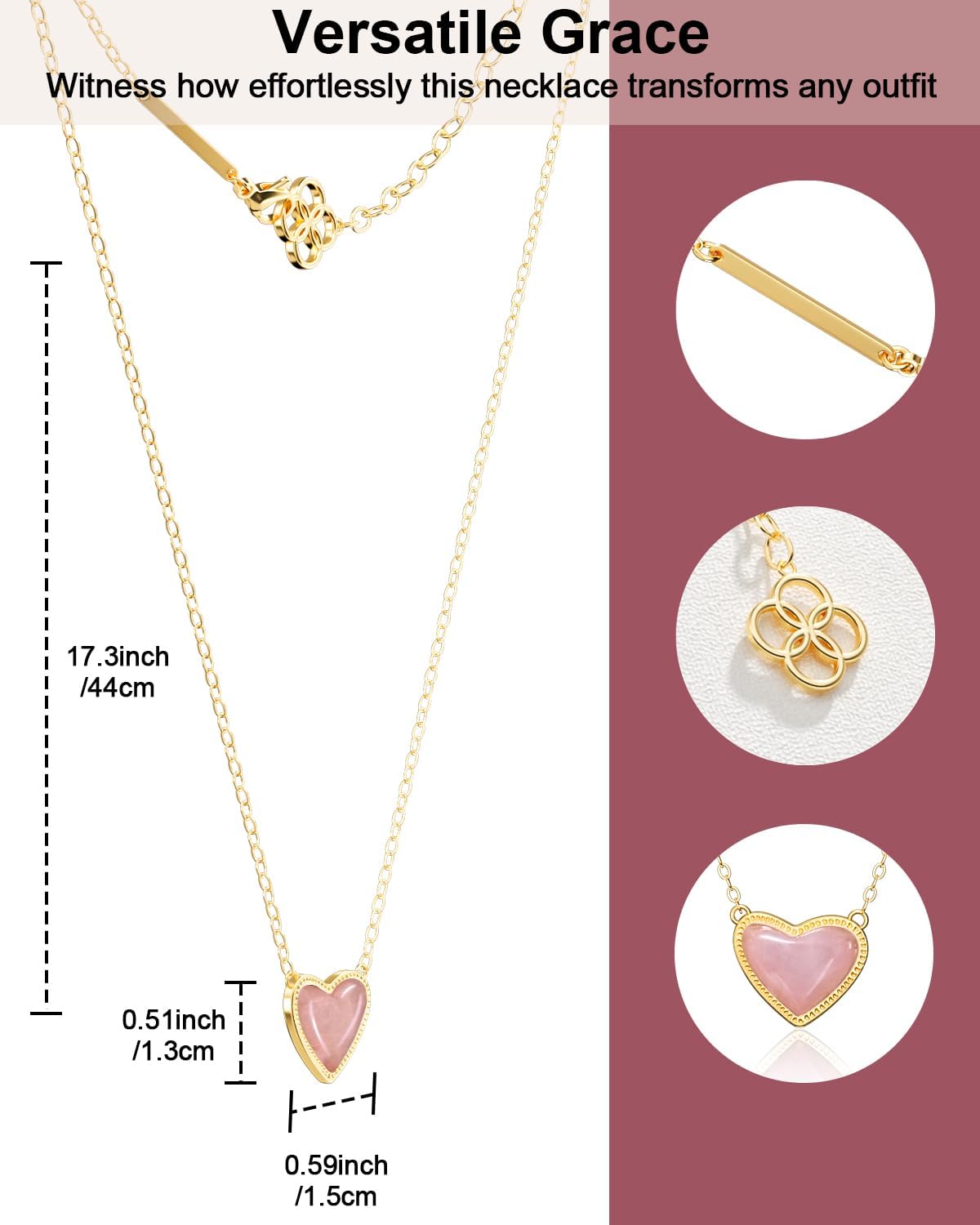 AICase 18K Gold Plated Heart Pendant Necklace for Women,Fashion Dainty Simple Adjustable Length Jewelry,Anniversary Birthday Gifts for Women/MoM/Sister/Friends/Her/Wife/Grandma/Coworker - Image 4