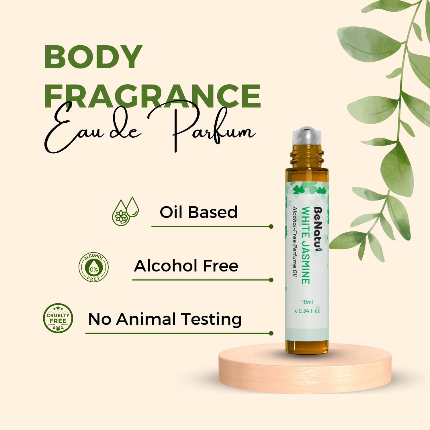 benatu Jasmine Perfume Oil Roll On for Women, Alcohol Free Eau de Parfum,Travel Size Essential Oil Body Fragrance, Concentrated Rouge Floral Scent, 10 ml - Image 3