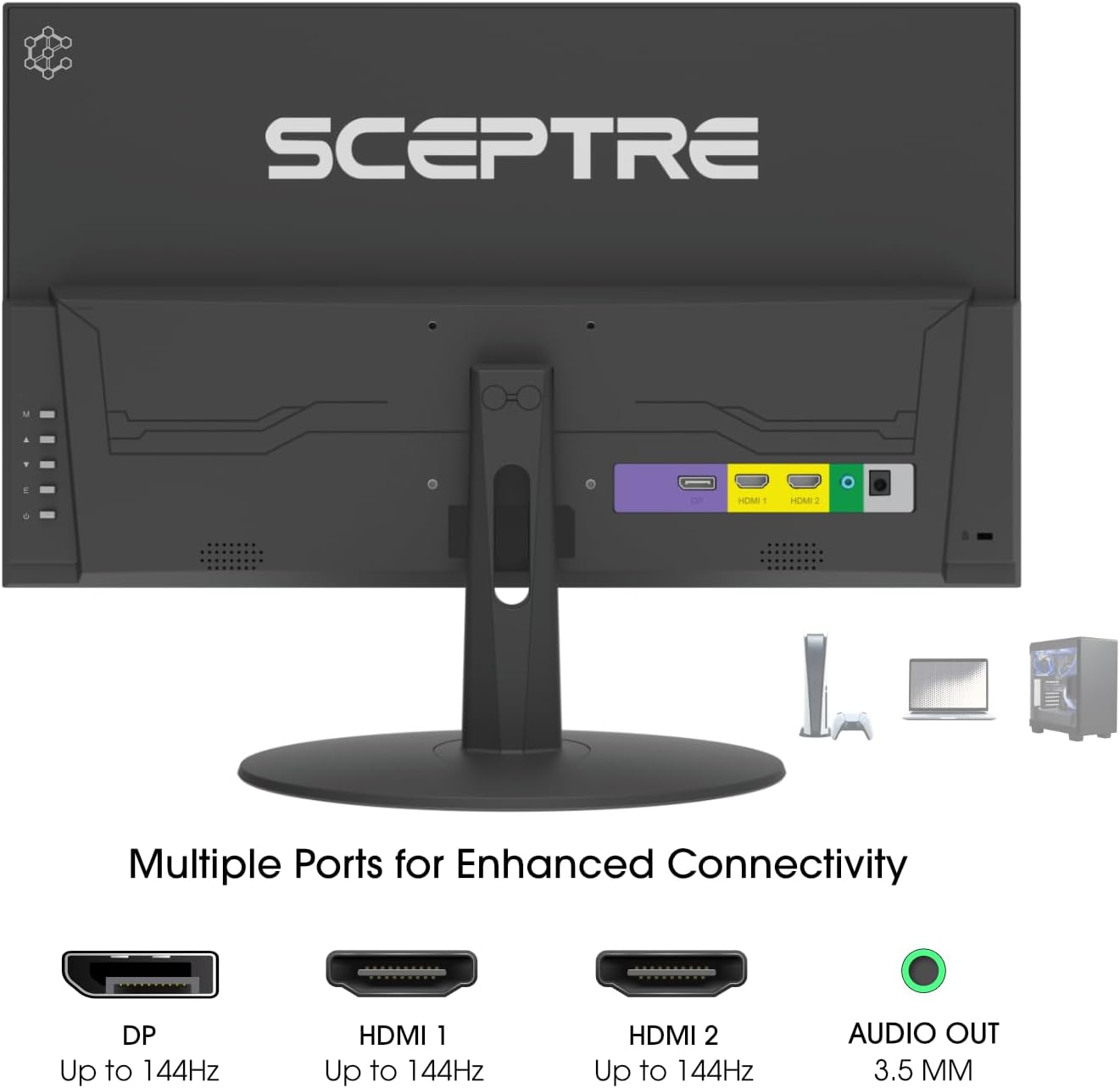 Sceptre New 22-Inch Gaming Monitor, FHD 1080p, Up to 144Hz, HDMI, DisplayPort, Built-in Speakers, Machine Black (E225W-FW144 Series, 2026) - Image 4