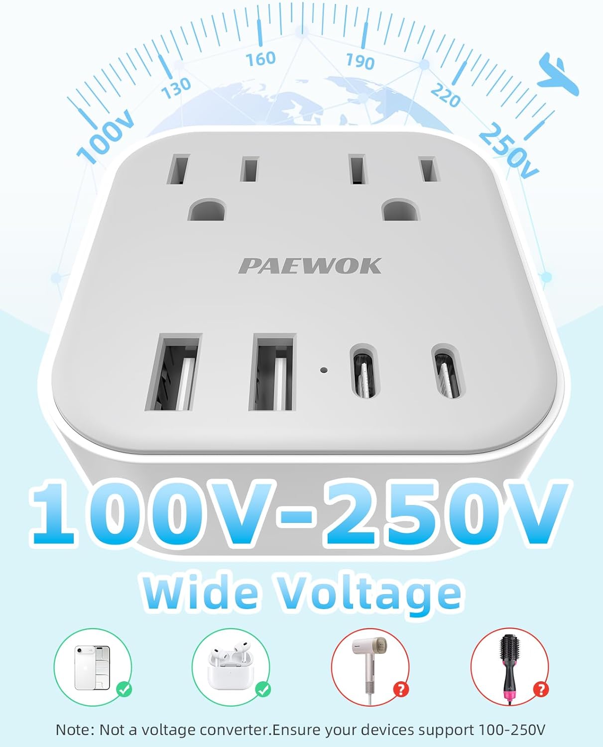 European Travel Plug Adapter Set, 8-in-1 Travel Adapter with 4 AC, 4 USB Ports (2 USB C), US to UK/EU Universal Travel Adapter, International Power Adapter with Type C/G/D/L/A/I Detachable Plugs - Image 7