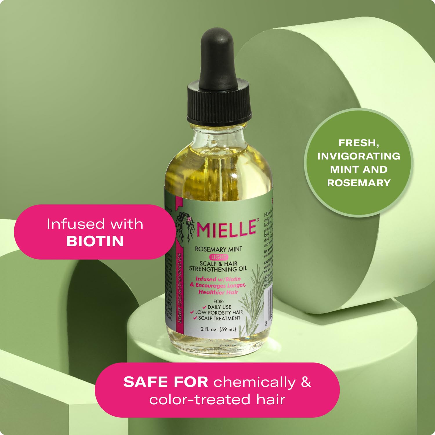 Mielle Organics Rosemary & Mint Light Hair Oil, Split Ends & Dry Scalp Treatment - Infused with Biotin & Essential Oils for Strengthening, Soothing, Moisturizing & Encouraging Longer Hair (2 Oz) - Image 4