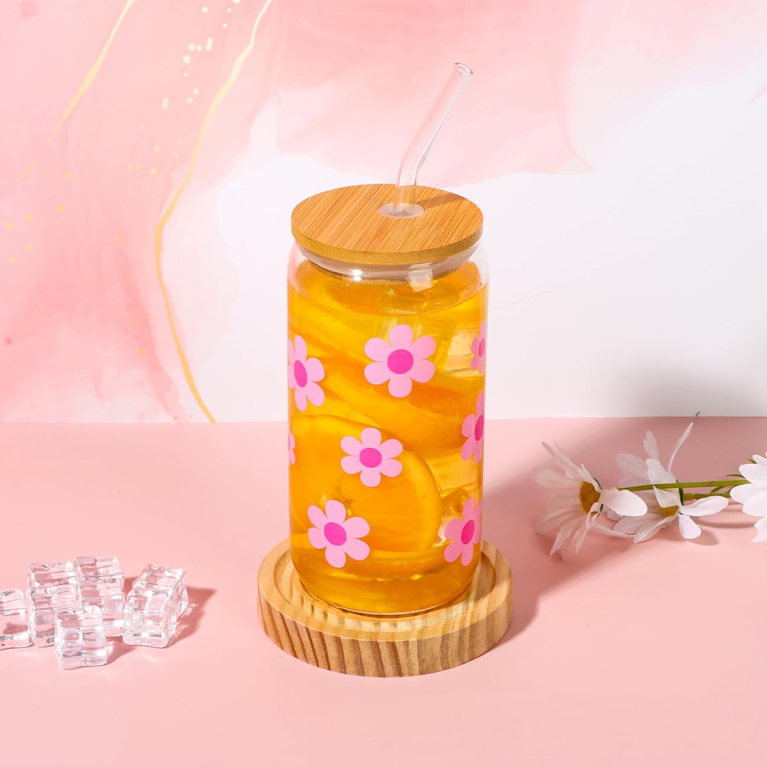Birthday Gifts for Women Friendship, Teen Girls, Girls, Unique Cute Birthday Gift Box For Girl, Her, Sister, Daughter, Friends, Ideas Cute Daisy Aesthetic Glass Cups Gifts Set - Image 3