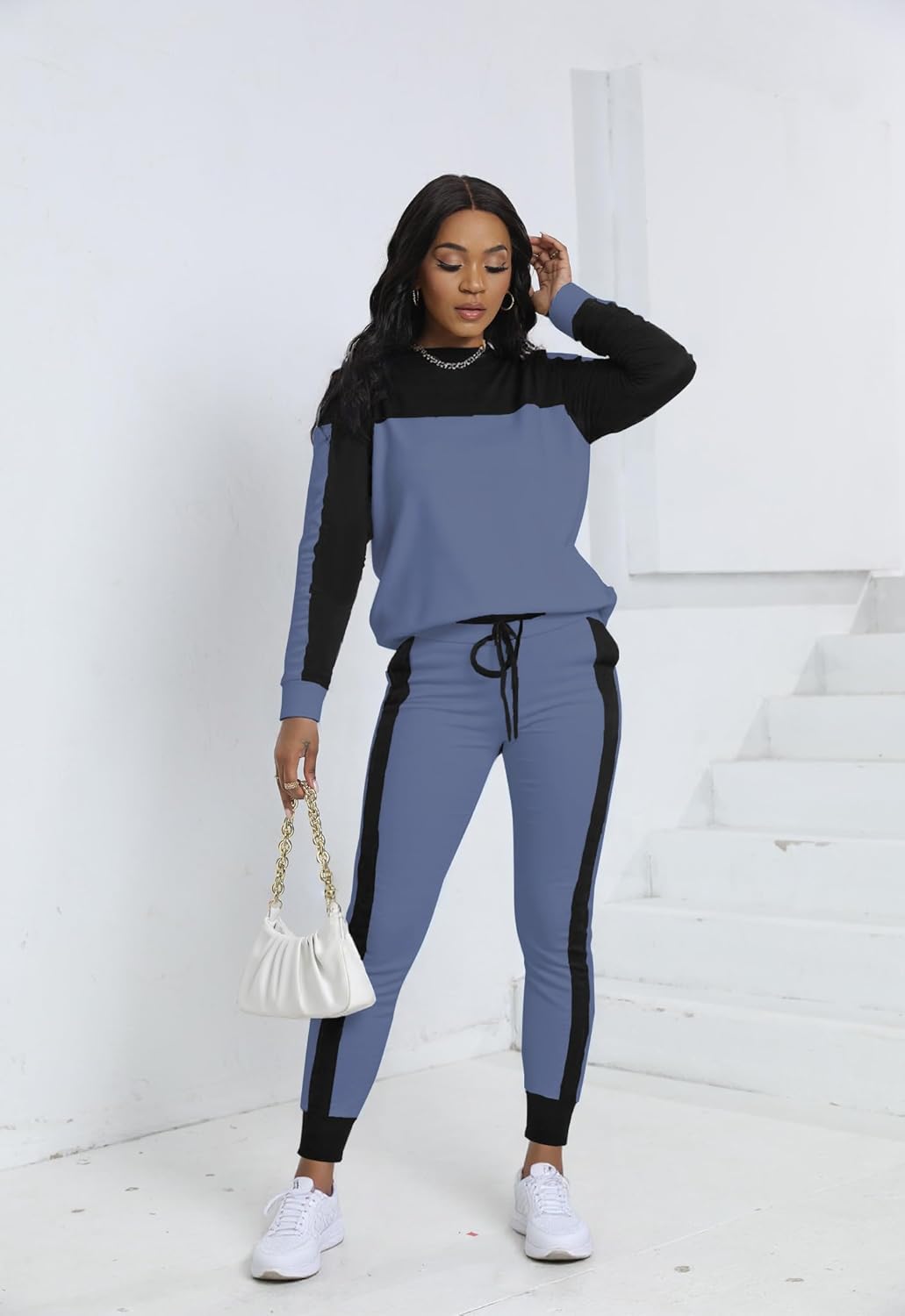 HBQ Women‘s Color Block 2 Piece Outfits Casual Travel Sweatsuits Lounge Sets 2025 Fall Fashion - Image 4