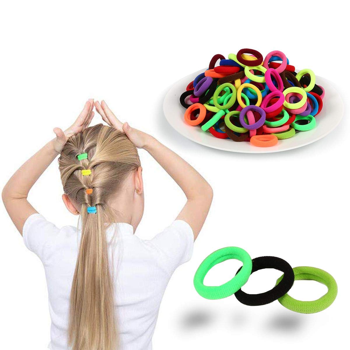 QRTVI 120 Pcs Baby Hair Ties, Cotton Toddler Hair Ties for Girls and Kids, Multicolor Small Seamless Hair Bands Elastic Ponytail Holders(15 Colors) - Image 6