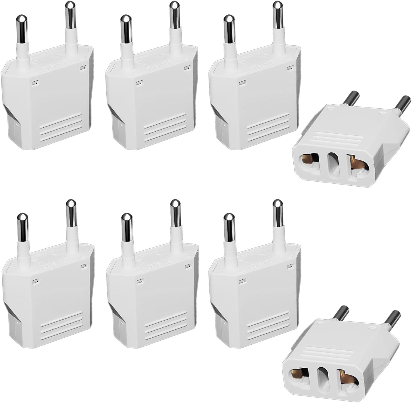 US to Europe Plug Adapter - European Travel Plug Adapter,Type C Wall Plug Power Converter for Europe,White,8 Pack