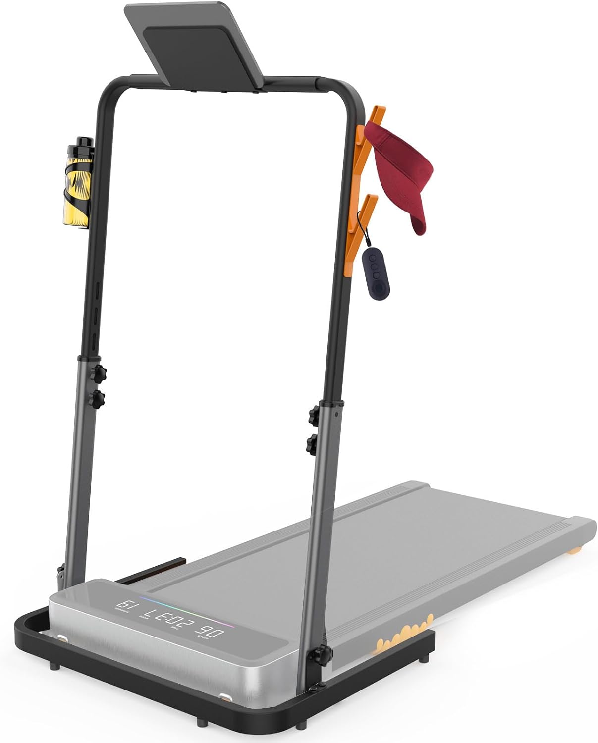 Walking Pad Handle Bar Only, Adjustable Treadmill Handrail with Phone Holder & Cup Holder for Home Office | Compatible with Most Walking Pads 22.4" Wide | Sturdy, Foldable, Quick Install (Black)