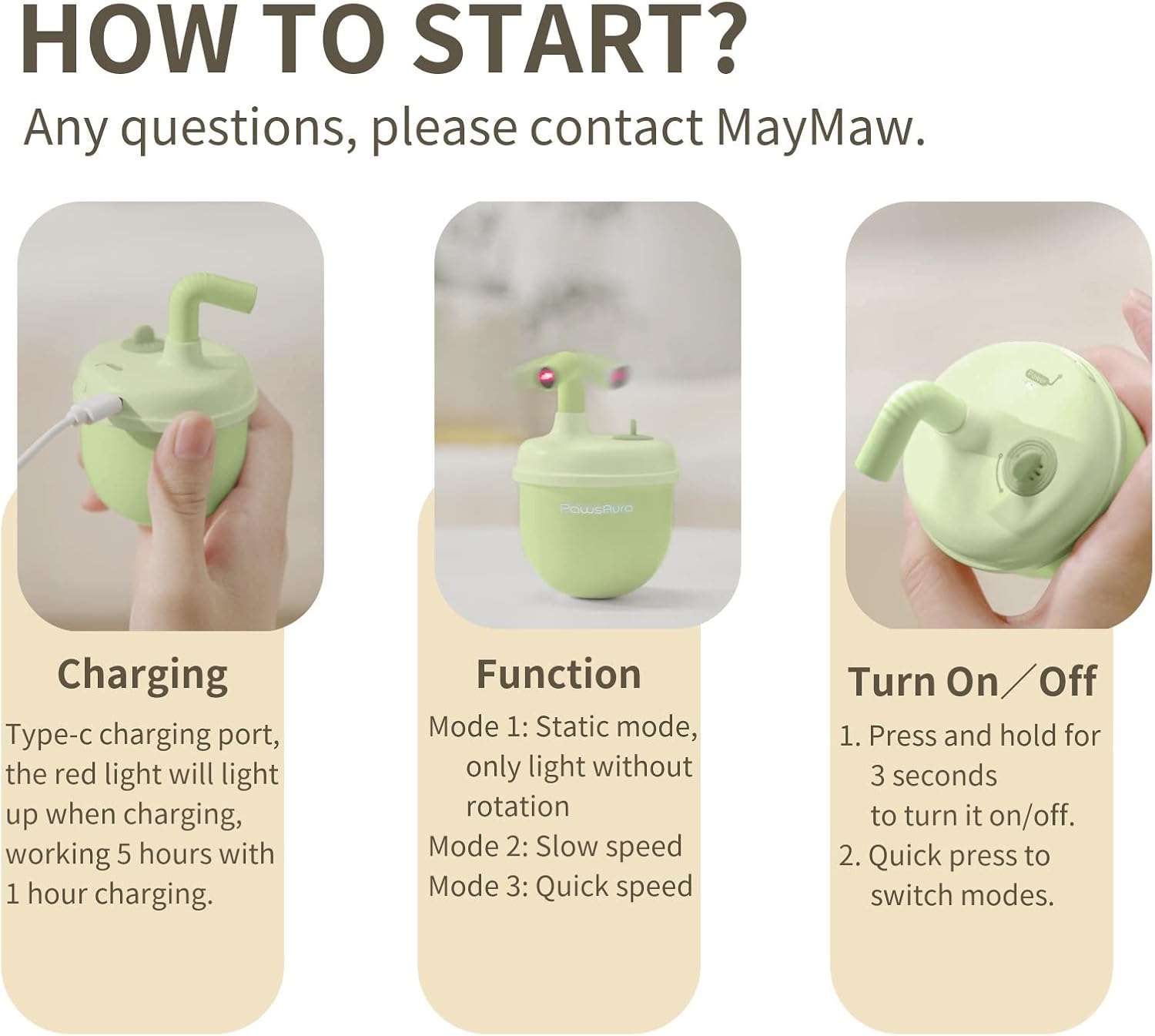 MayMaw Automatic Cat Laser Toy - 360° Self-Balancing Laser with 3 Adjustable Speeds & USB Rechargeable Interactive Toy for Bored Indoor Cats (Green) - Image 6