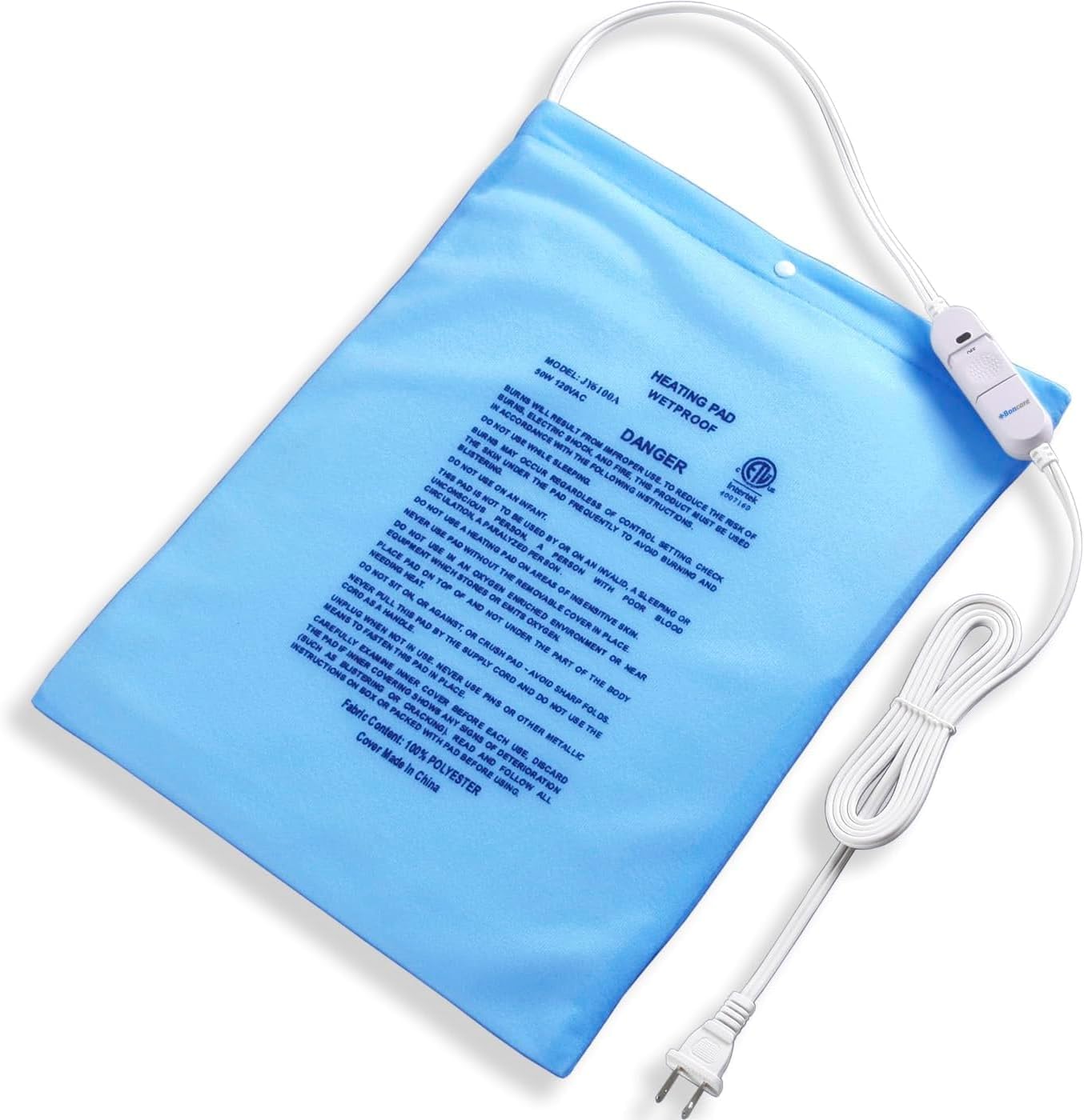 Boncare® Stay-On Small Vinyl Electric Heating Pad for Neck and Shoulders and Back Without Auto-Off, Low & High Heat Levels, Waterproof Hot Heat Pad with Washable Cover (11.5"x13.5", 1-Pack)