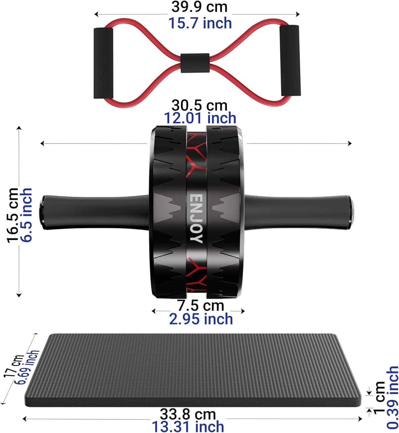 Readaeer Ab Roller Wheel, Ab Exercise Wheels Kit with Ab Roller, Resistance Bands, Knee Mat, Jump Rope, Push-Up Bar - Image 6