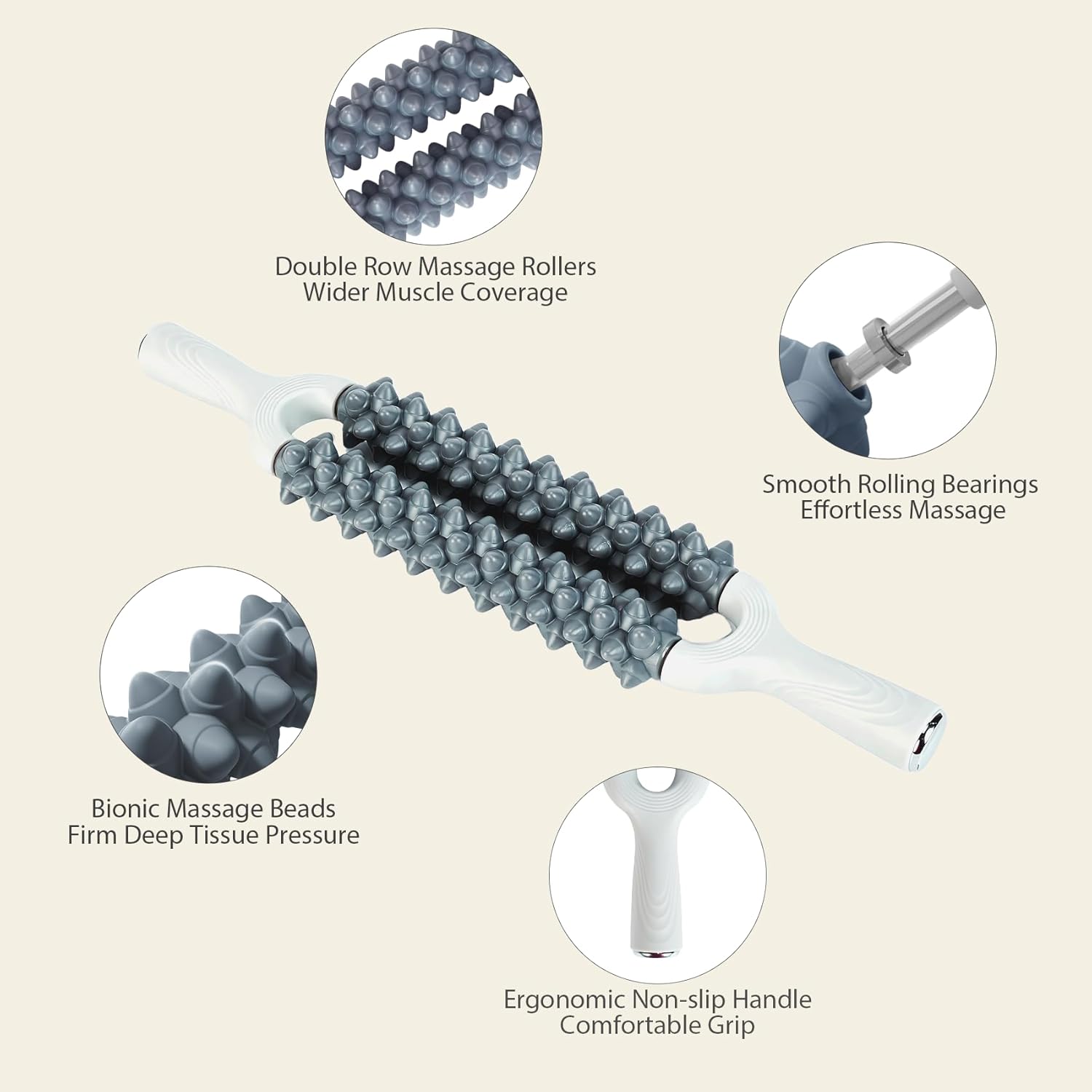 Muscle Roller Stick, Double Row Deep Tissue Massage Stick for Muscle Recovery, Portable Massage Roller for Legs, Calves & Back, Trigger Point Therapy for Athletes & Runners - Image 6