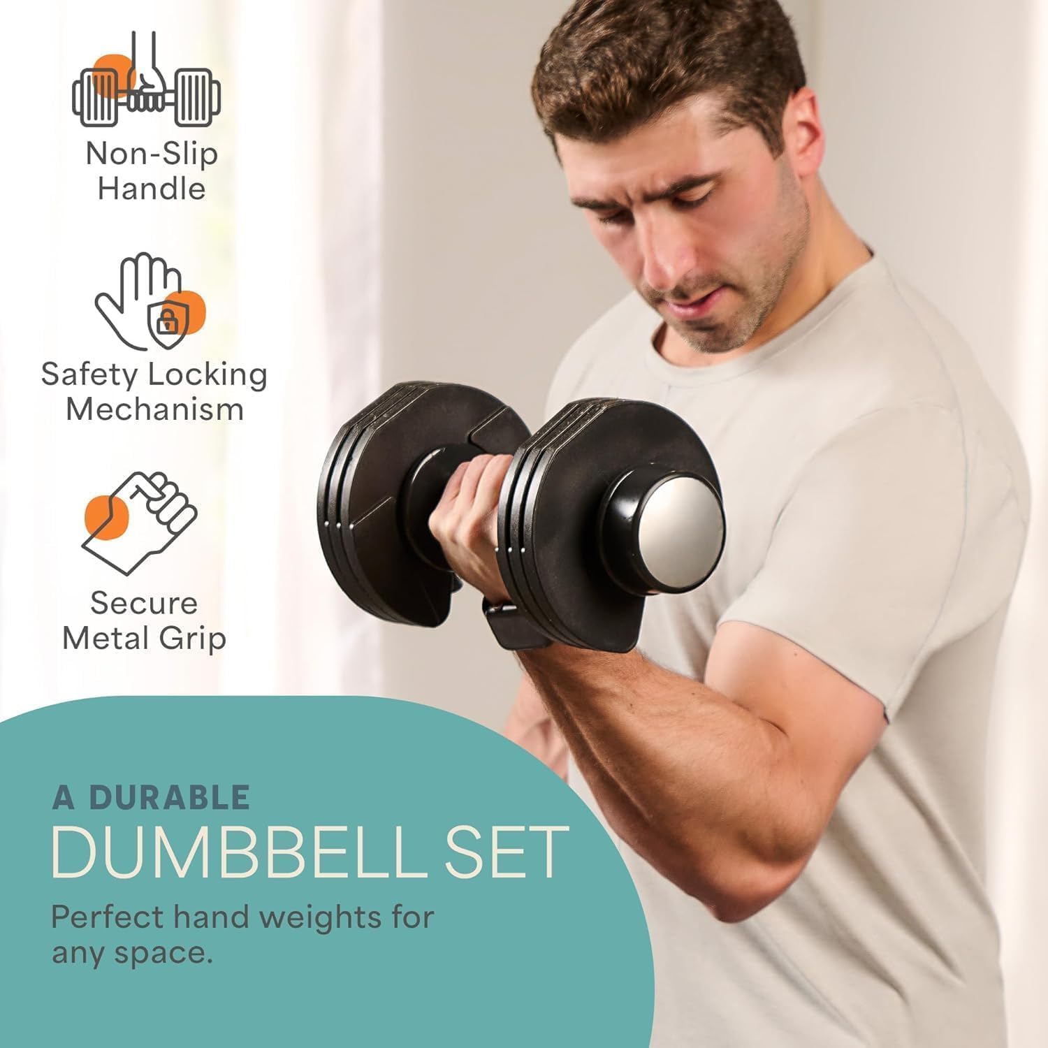 Lifepro Adjustable Dumbbells Set – 15lb, 25lb Pair or 43lb, 55lb & 90lb Single – Quick Adjustment, Anti Slip Handle – Space Saving & Strength Training Weights for Home Gym Exercise & Fitness - Image 6