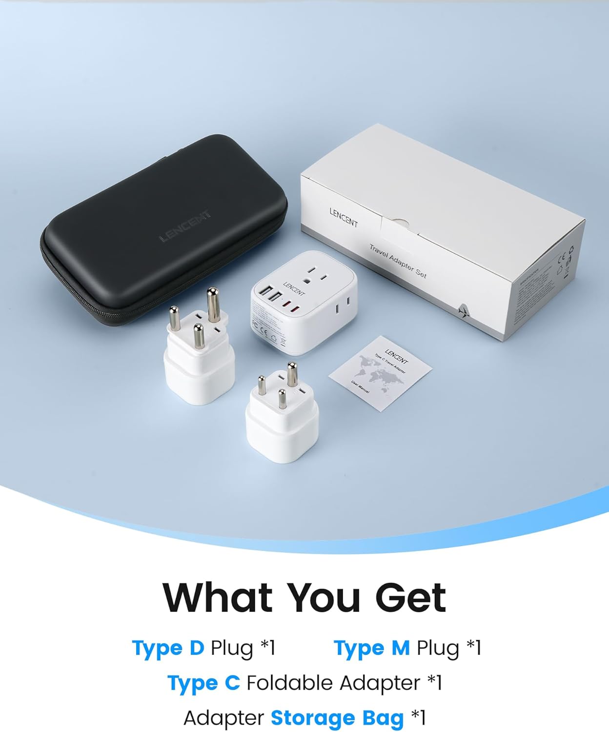 LENCENT Type C and Type D M Universal Travel Adapter Kit with 4 Outlets 4 USB Ports(2 USB C), International Power Adapter Plug for Namibia India South Africa Europe Italy Spain Nepal - Image 9