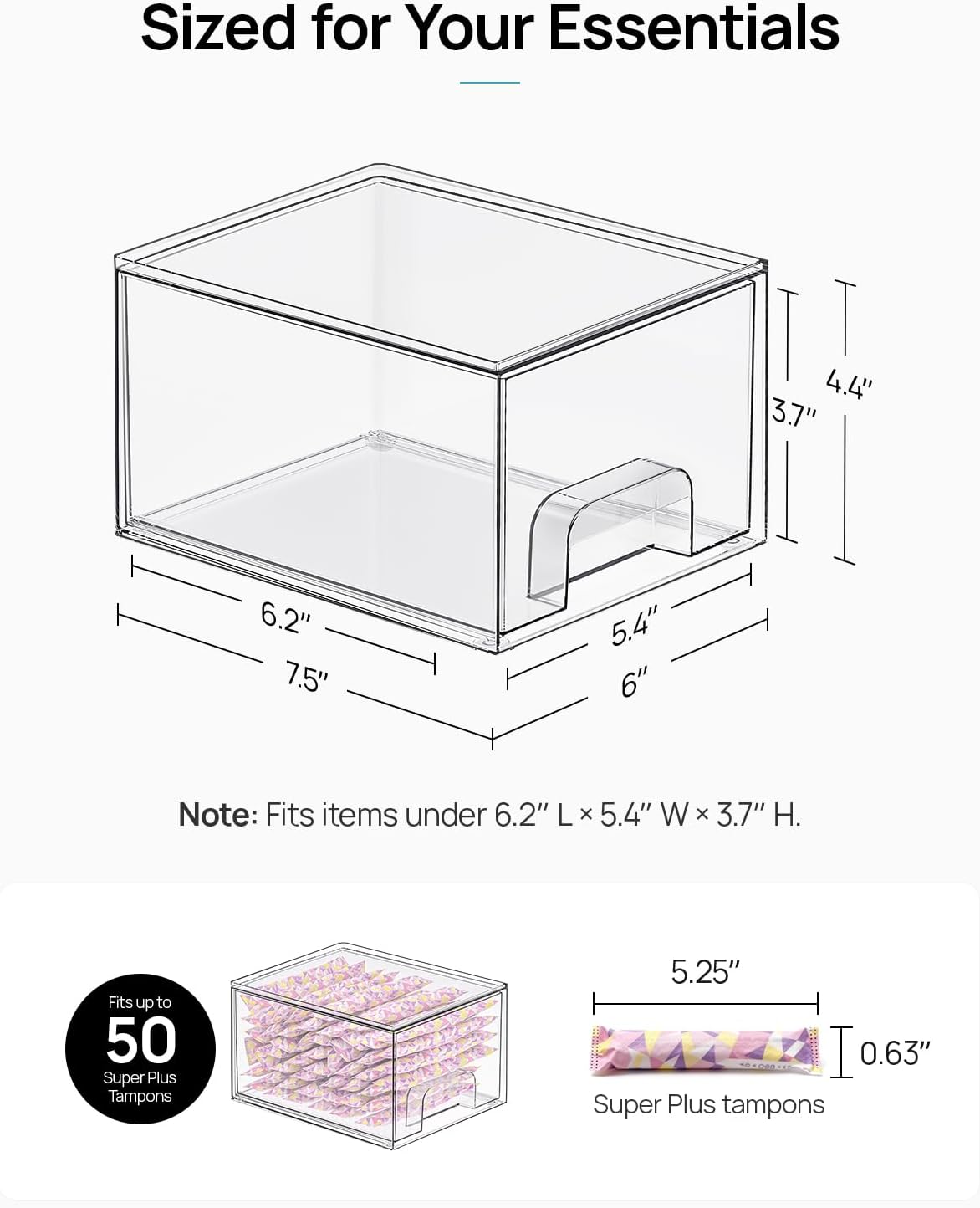 Vtopmart 4 Pack Small Clear Stackable Storage Drawers,Acrylic Bathroom Makeup Organizer,Plastic Storage Bins For Vanity, Undersink, Kitchen Cabinets, Pantry, Home Organization - Image 2
