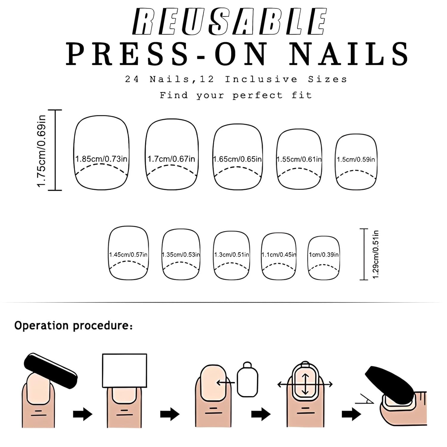 Short Square Press on Nails French Fake Nails Ombre Acrylic Nails Press on Full Cover Glossy False Nails Artificial Stick on Nail for Women Manicure Decoration 24PCS - Image 7