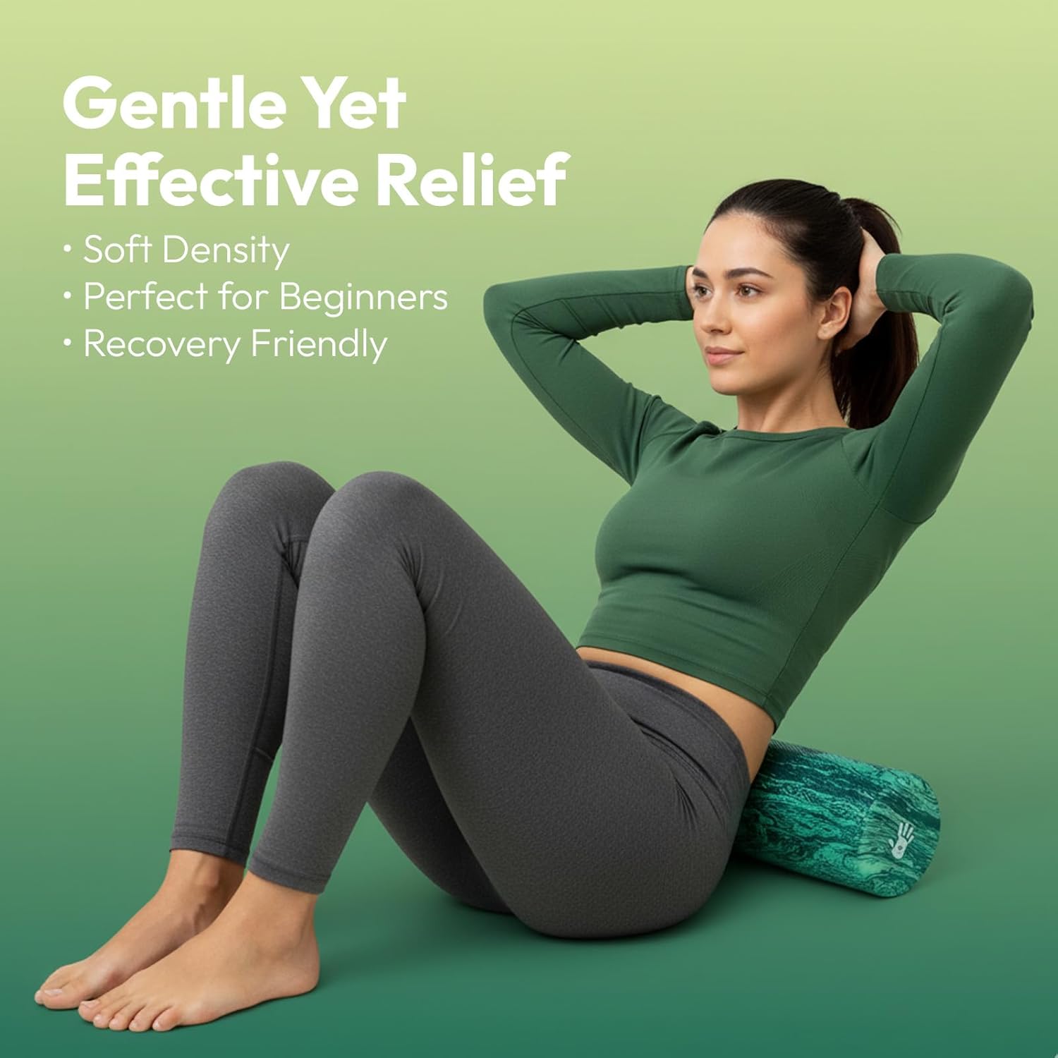 Soft Density Foam Roller 36" x 6" – Low Density Physical Therapy Roller for Exercise, Pilates, Yoga, Gentle Massage & Muscle Recovery – Green Marbled Round - Image 4