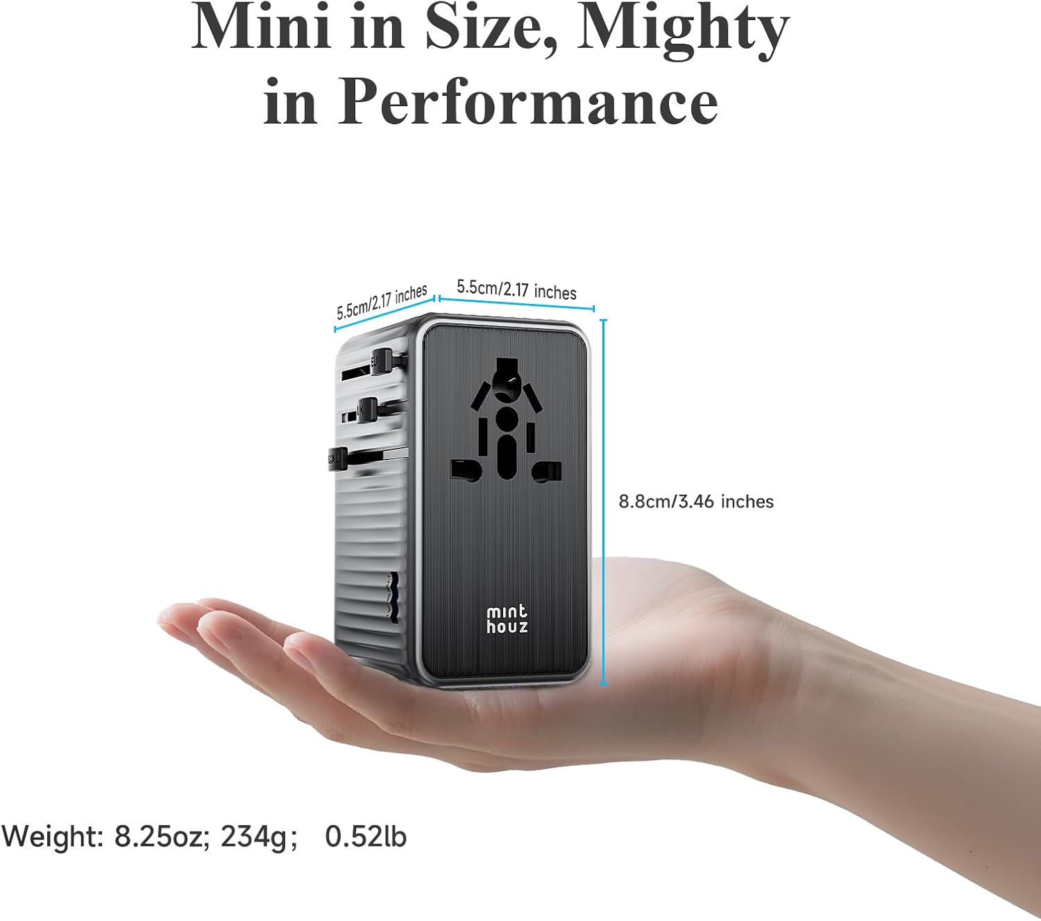 Minthouz Universal Travel Adapter, International 140W Power Adapter GaN PD Fast Charger with 3 USB-C PD & 1 USB-A Port, All-in-One Portable AC Worldwide Power Converter Plug for USA EU UK AUS and More - Image 2