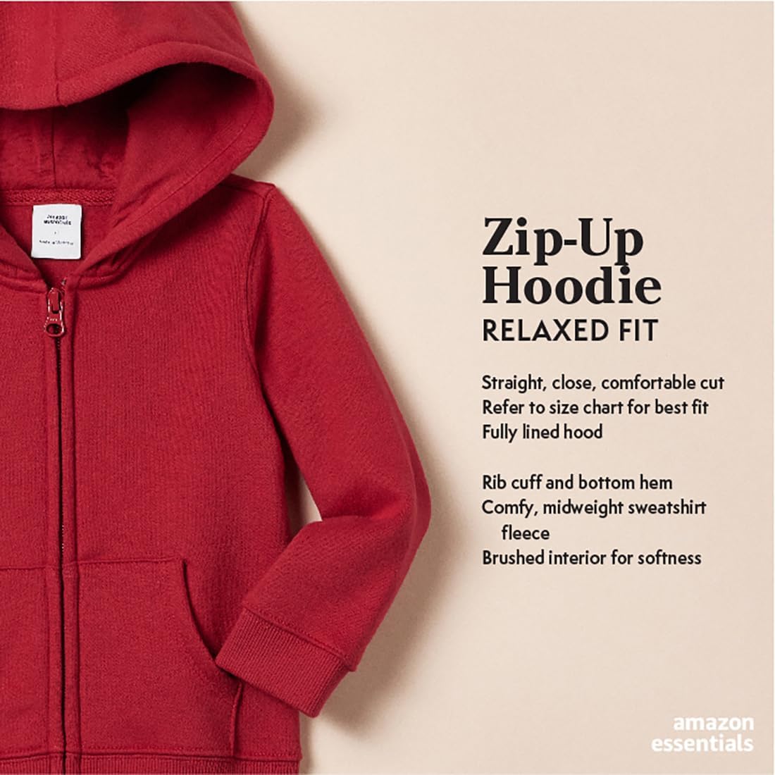 Amazon Essentials Girls and Toddlers' Fleece Zip-Up Hoodie Sweatshirt - Image 2