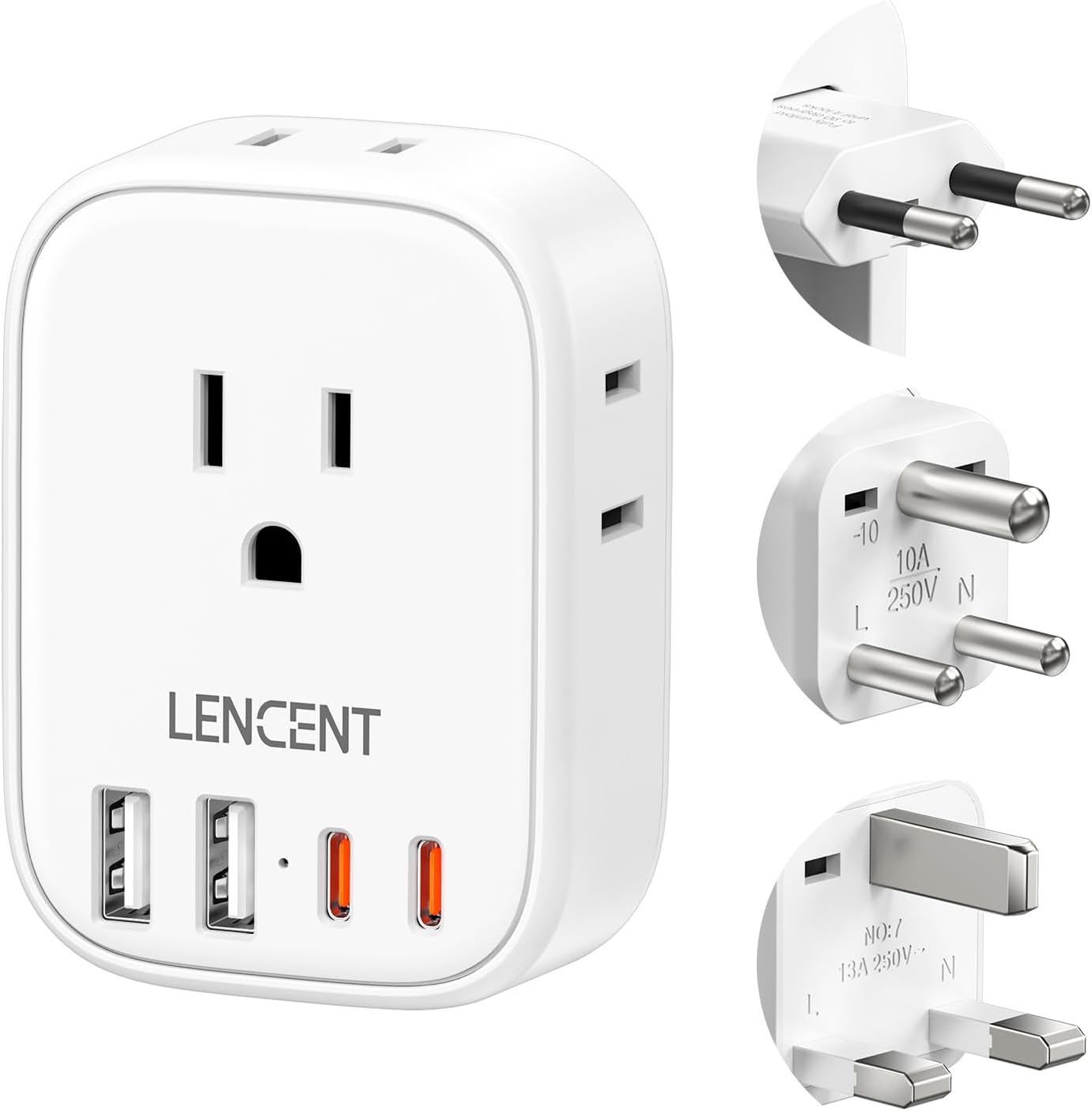 LENCENT Type C and Type D G Universal Travel Adapter Kit, International Power Plug Adapter for Europe UK Maldives Italy Ireland Scotland Dubai Singapore India Sri Lanka Tanzania Zanzibar Kuwait Nepal