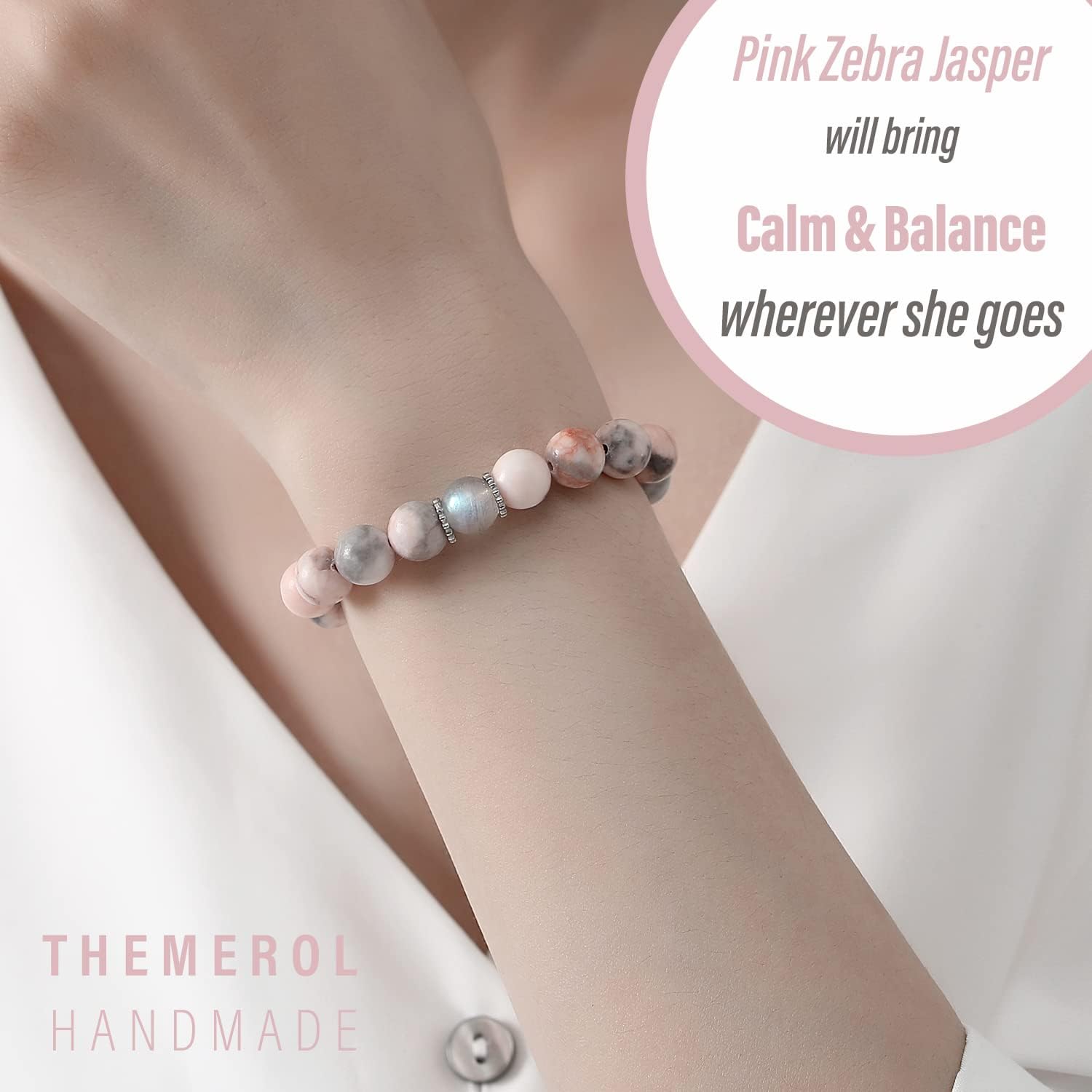 THEMEROL Mothers Day Birthday Gifts for Mom/Auntie/Grandma/Sister-Love/Balance-Natural Crystal Bracelet with Meaning-Handmade Gifts - Image 4