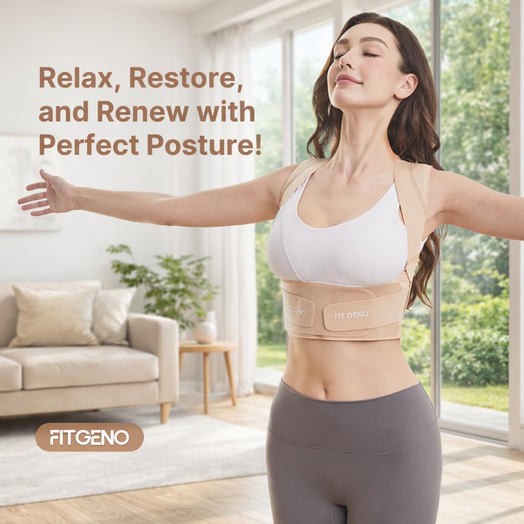 Fit Geno Posture Corrector for Women Invisilite: Invisible Lightweight Back Brace for Neck Shoulder & Upper Back Pain Relief - Improve Posture Correct Hunchback Slouching Under Clothes Large - Image 7