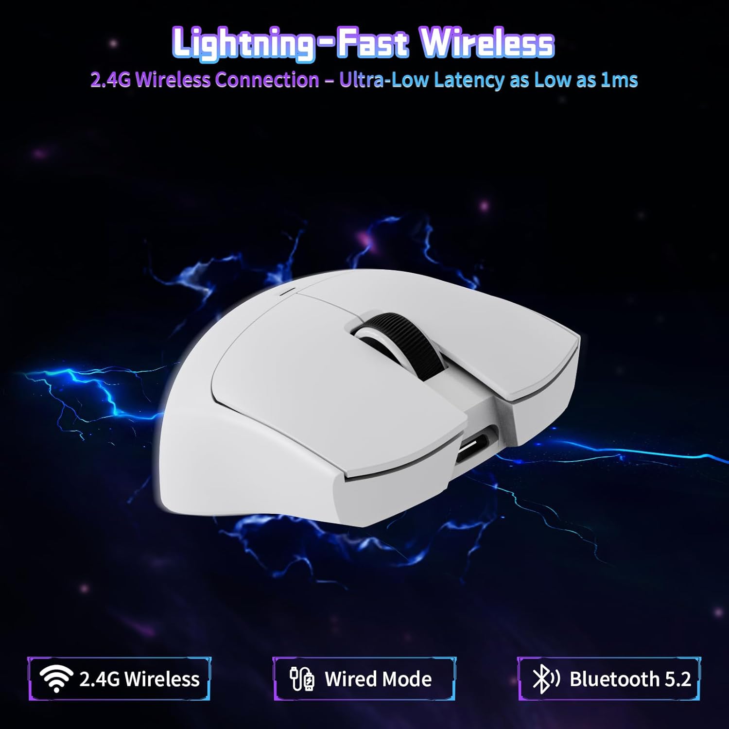 ATTACK SHARK X11SE Lightweight Wireless Gaming Mouse, 59g Tri-Mode BT/2.4G Wireless/Wired Gaming Mouse, PixArt PAW3311 Gaming Sensor, 22000 DPI, Office Mice for PC/Xbox/Win/Mac (White) - Image 3