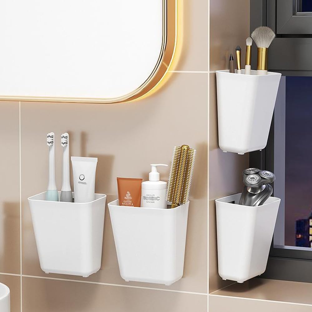 4 Piece Kitchen Cabinet Door Storage Box,Self Adhesive Wall Mounted Storage Box,Wardrobe/Bathroom/Refrigerator Small Items Organizer - Image 2