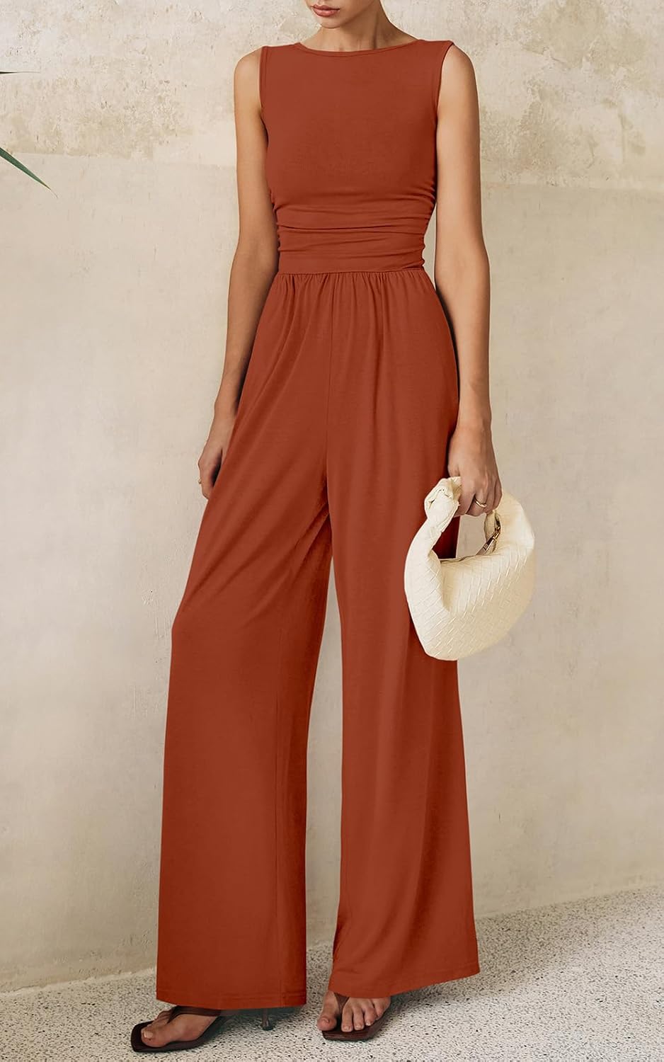 PRETTYGARDEN One Piece Jumpsuits for Women Dressy Casual Sleeveless Crewneck Wide Leg Rompers Jumpers Vacation Summer Outfits - Image 2