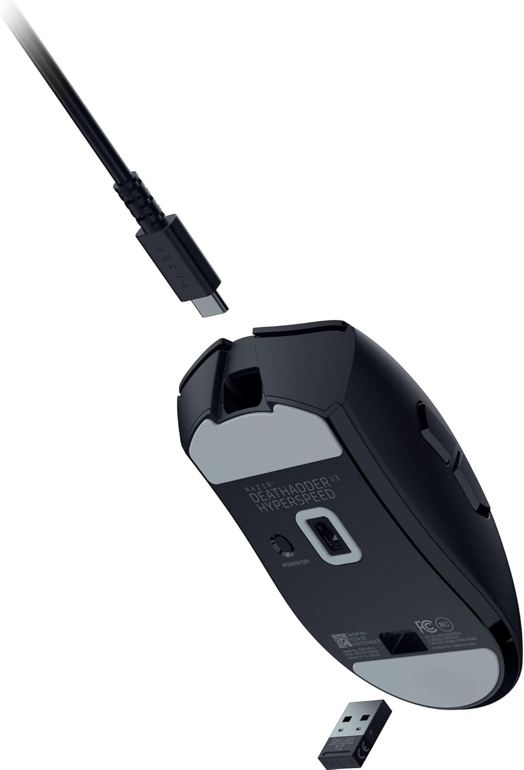 Razer DeathAdder V3 HyperSpeed Wireless Gaming Mouse: 55g Lightweight - USB C Charging - Up to 100 Hr Battery - Advanced 26K Optical Sensor - Gen-3 Optical Switches - 8 Programmable Controls - Black - Image 9
