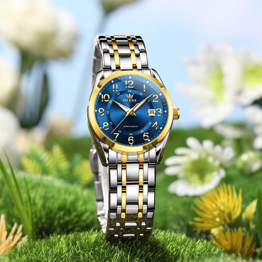 OLEVS Womens Watches Classic Dress Quartz Female Wristwatch Ladies Stainless Steel Waterproof Luminous Date Easy Read Watch for Lady - Image 8