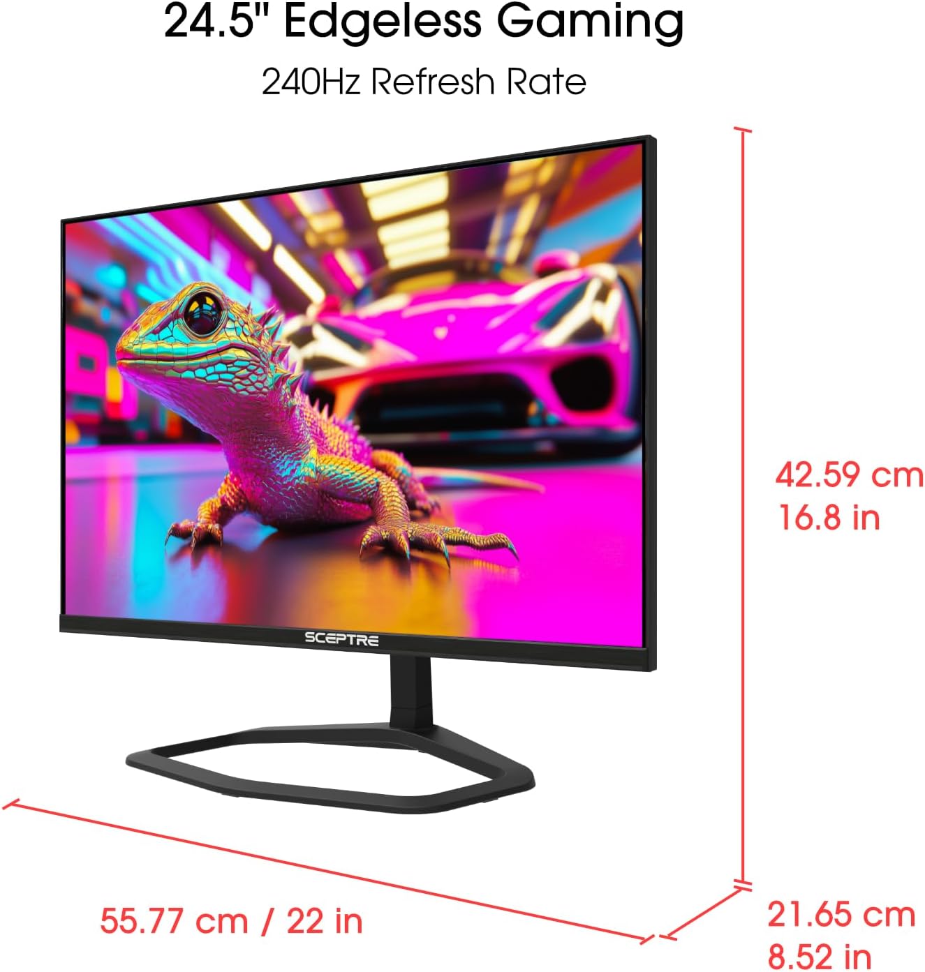New! Sceptre 24.5-inch Gaming Monitor 240Hz 1ms DisplayPort x2 HDMI x2 100% sRGB AMD FreeSync Premium Build-in Speakers, Machine Black 2026 (E255B-FWD240 Series) - Image 3
